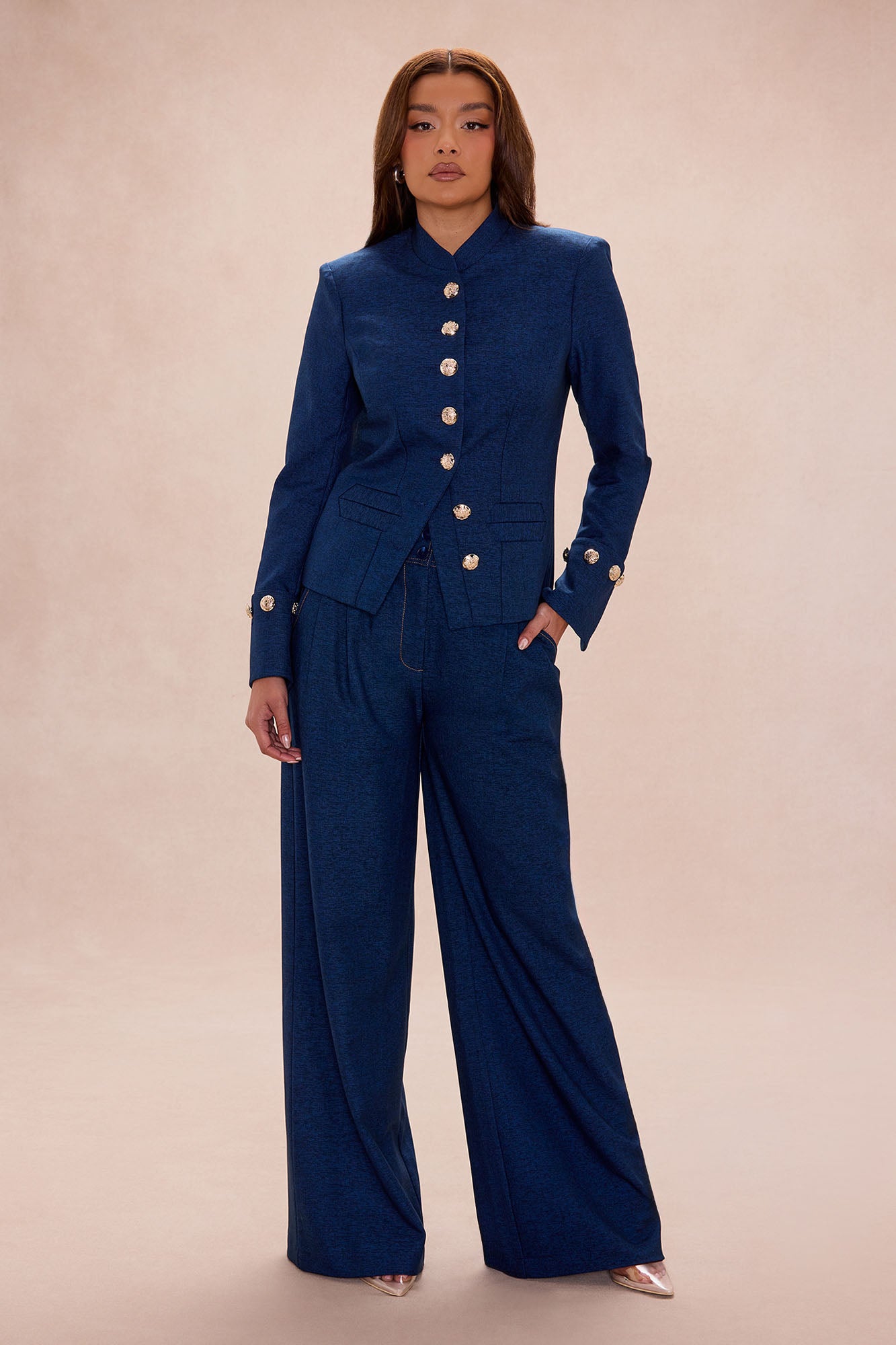 Portia Collared Jacket - Denim