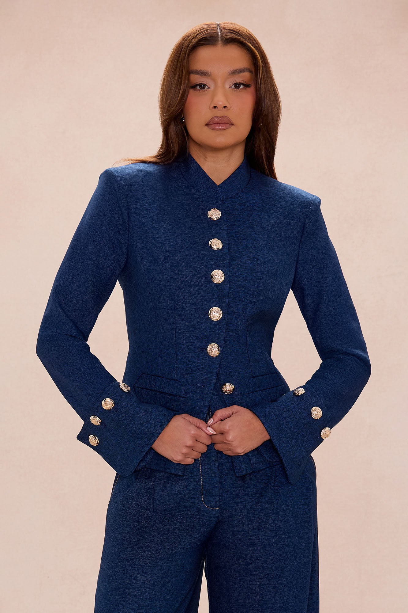 Portia Collared Jacket - Denim