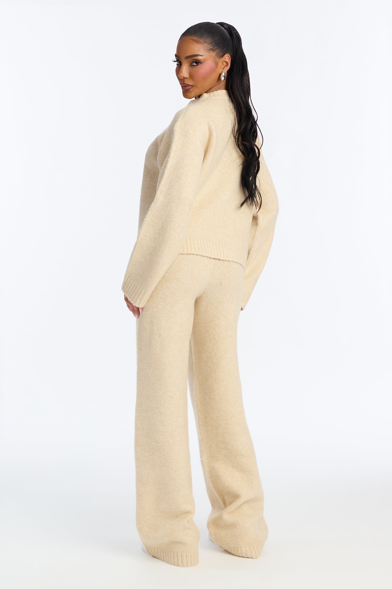 Maddie Mock Neck Sweater Pant Set - Cream