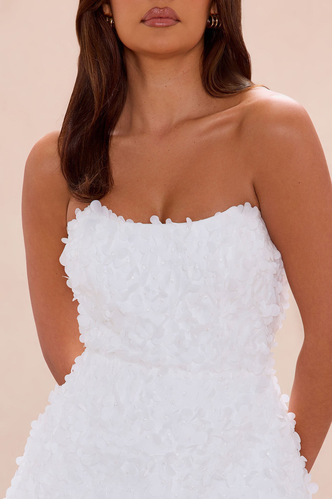 Daisy Strapless Tulle Mini Dress - White