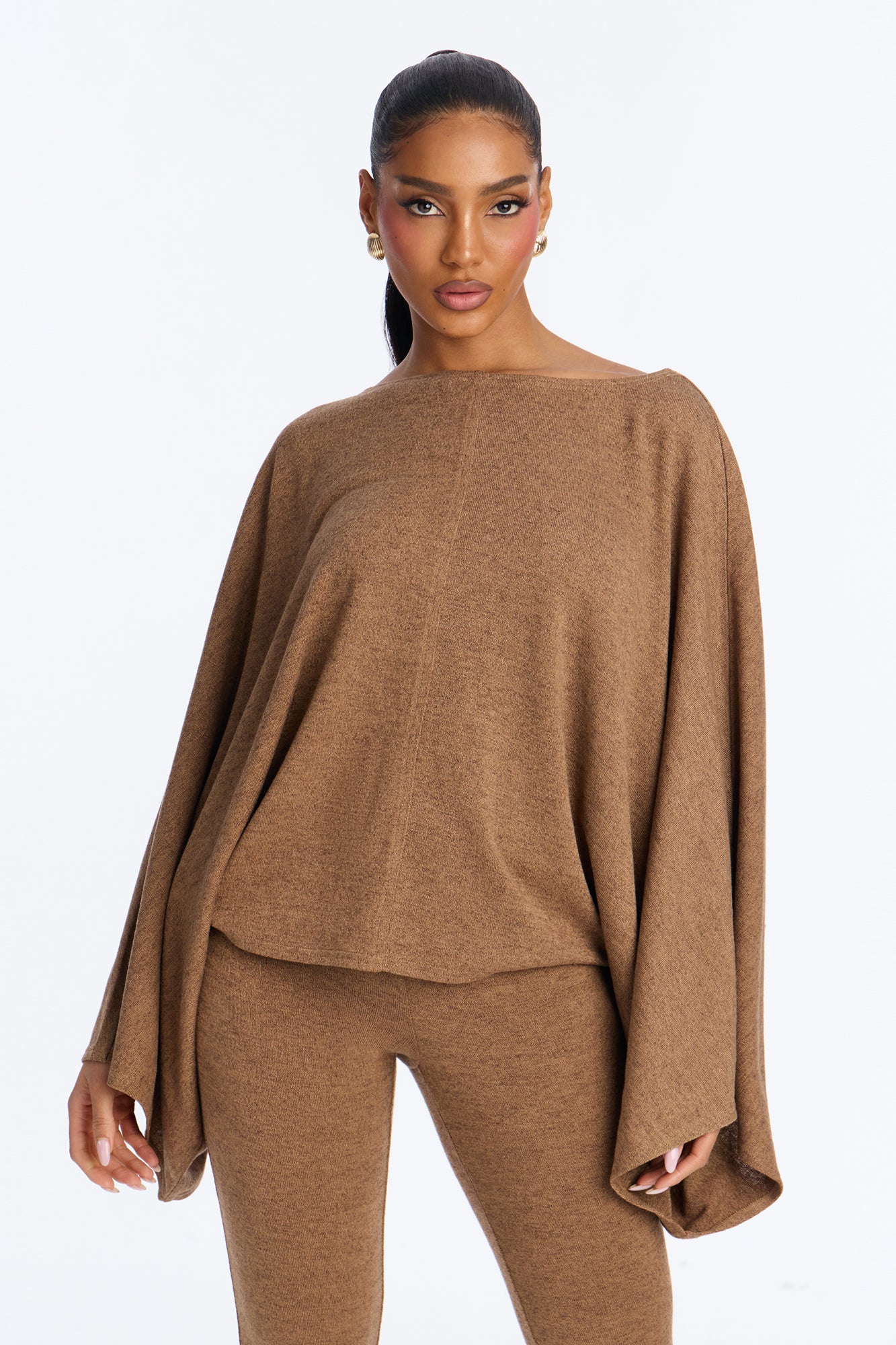 Amaya Capri Jumpsuit And Draped Top Set - Brown