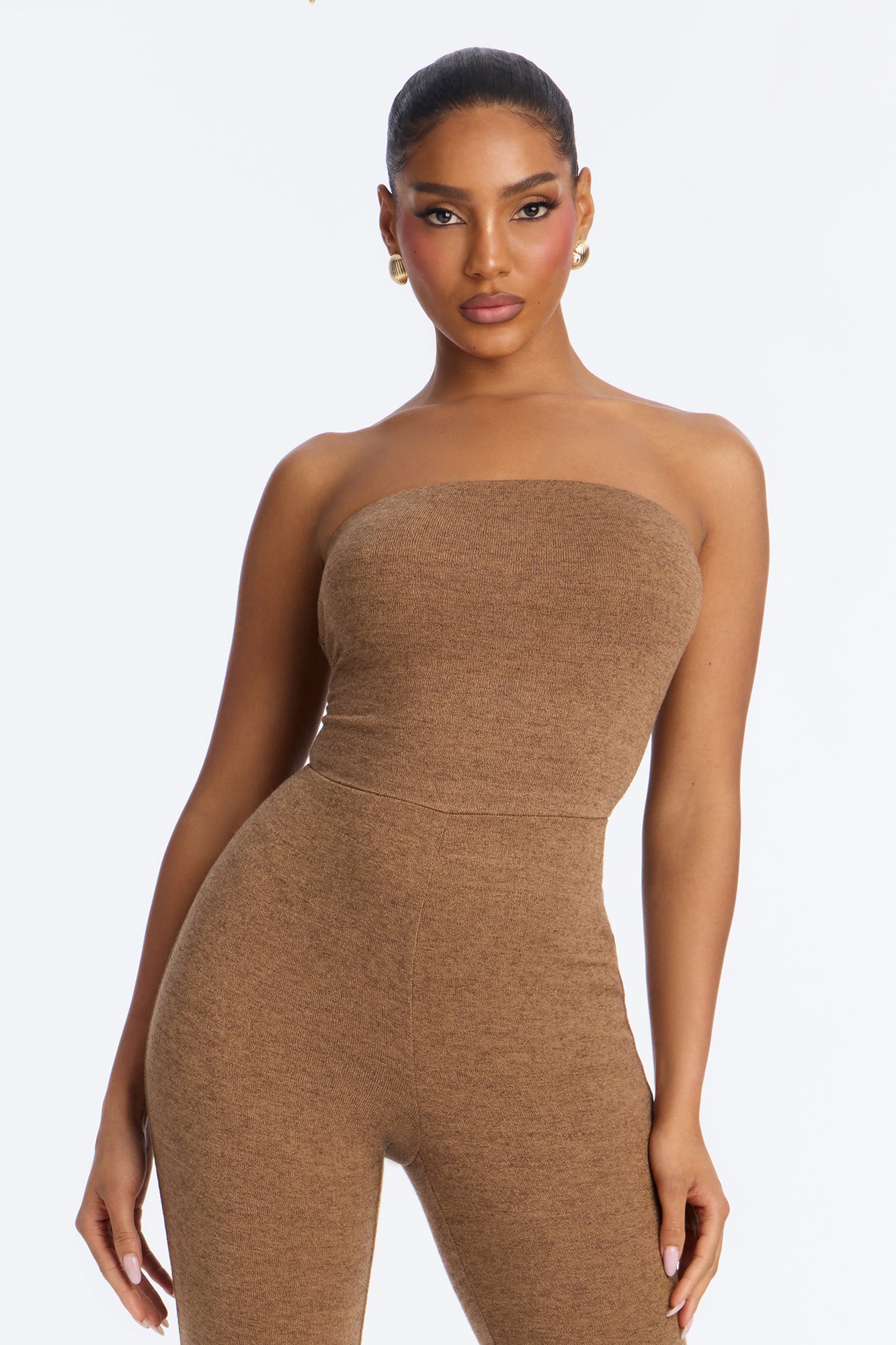 Amaya Capri Jumpsuit And Draped Top Set - Brown