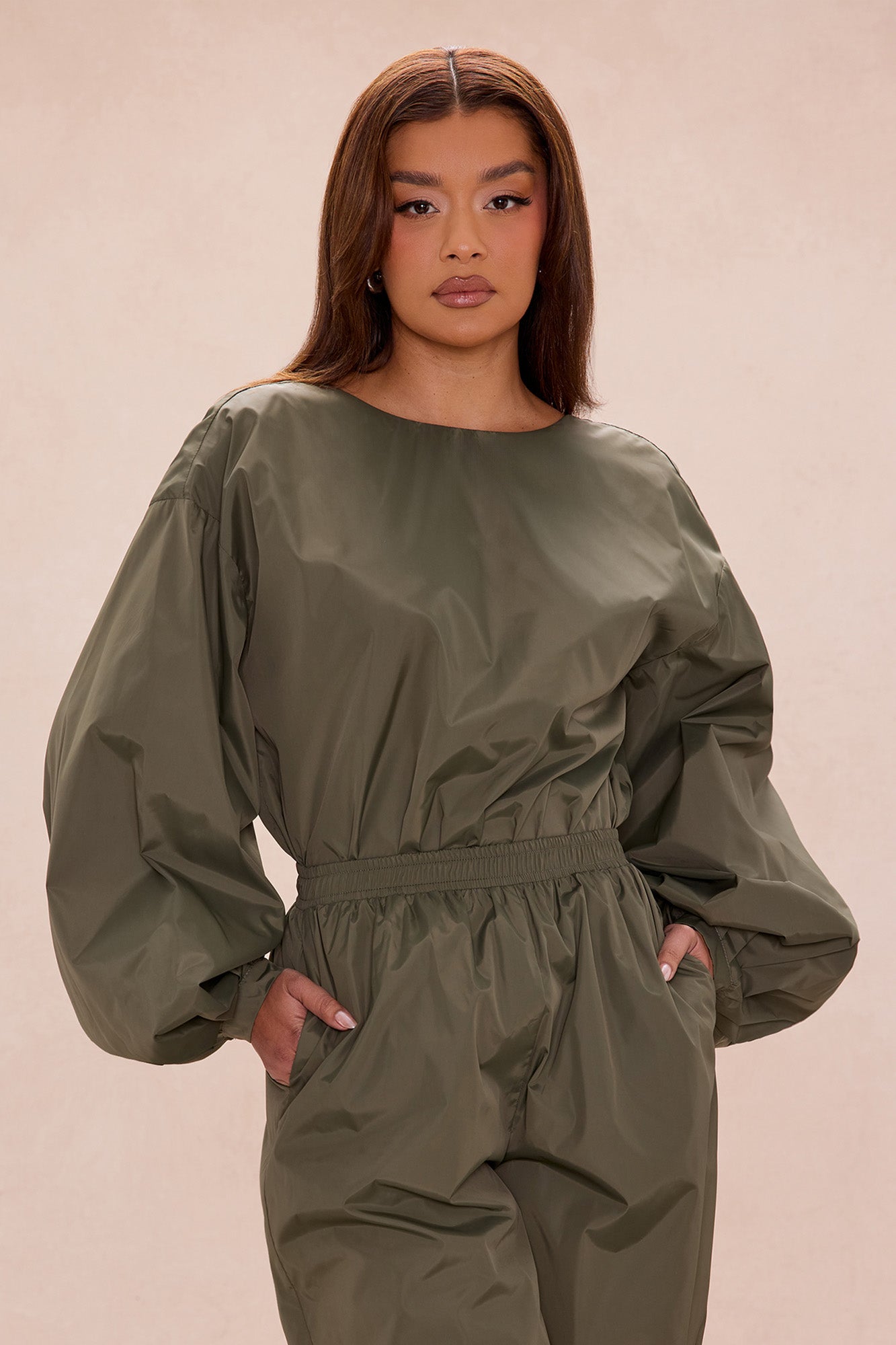 Jalene Balloon Pant Set - Olive