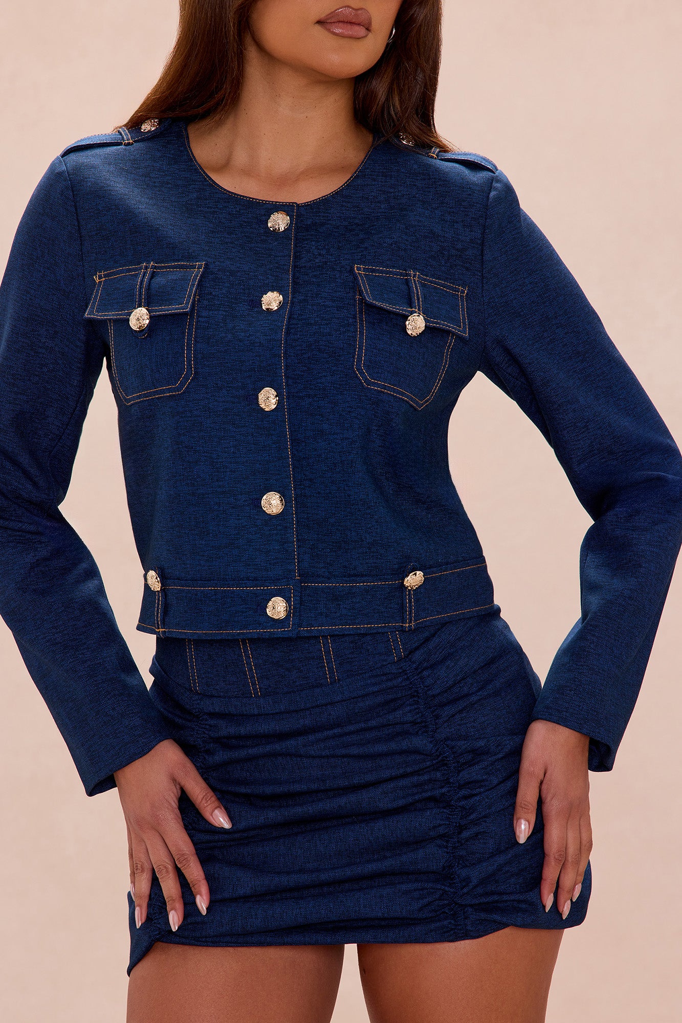 Portia Button Up Jacket - Denim