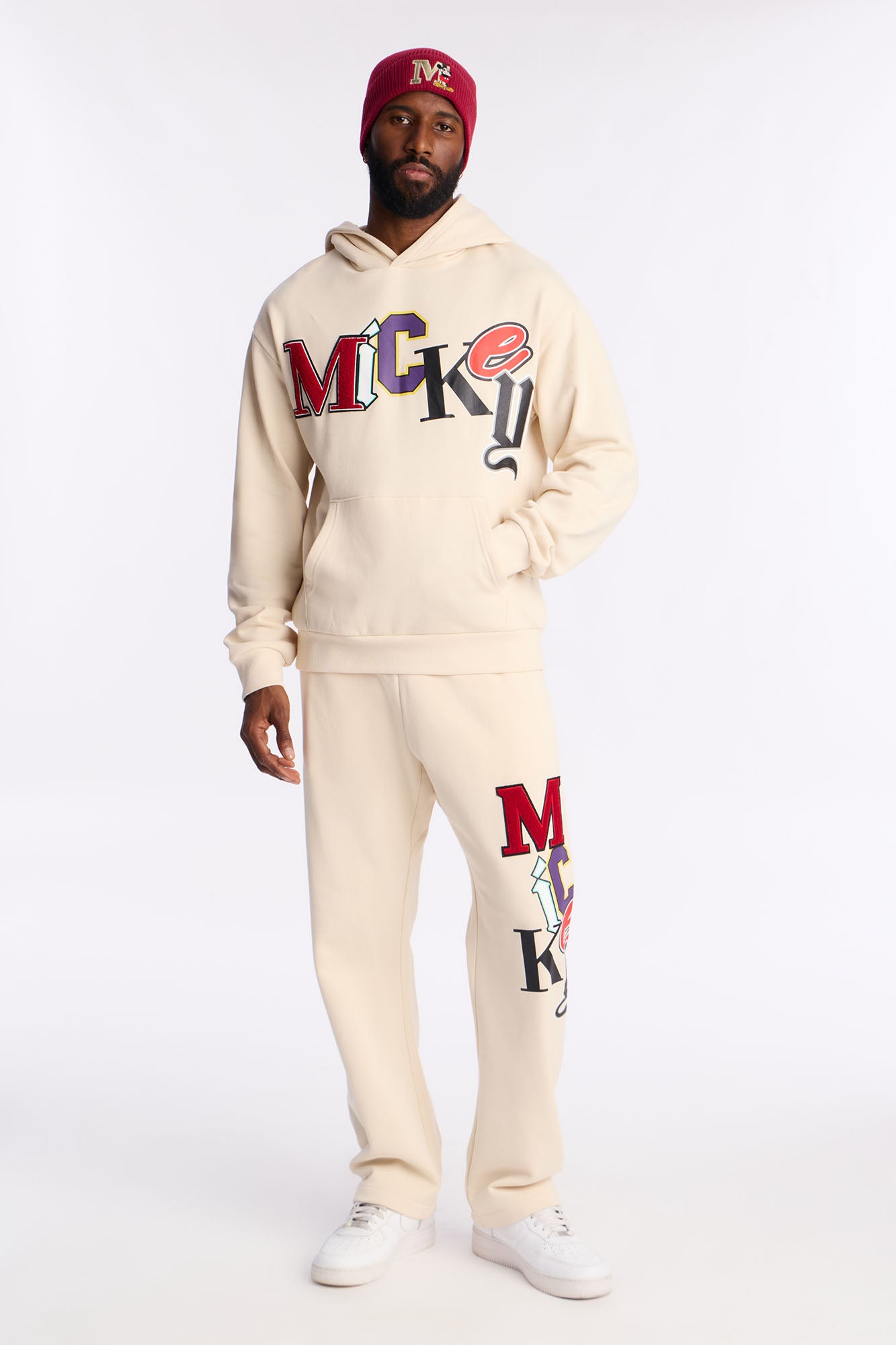 Disney Mickey Patch Wide Fit Sweatpants - Natural