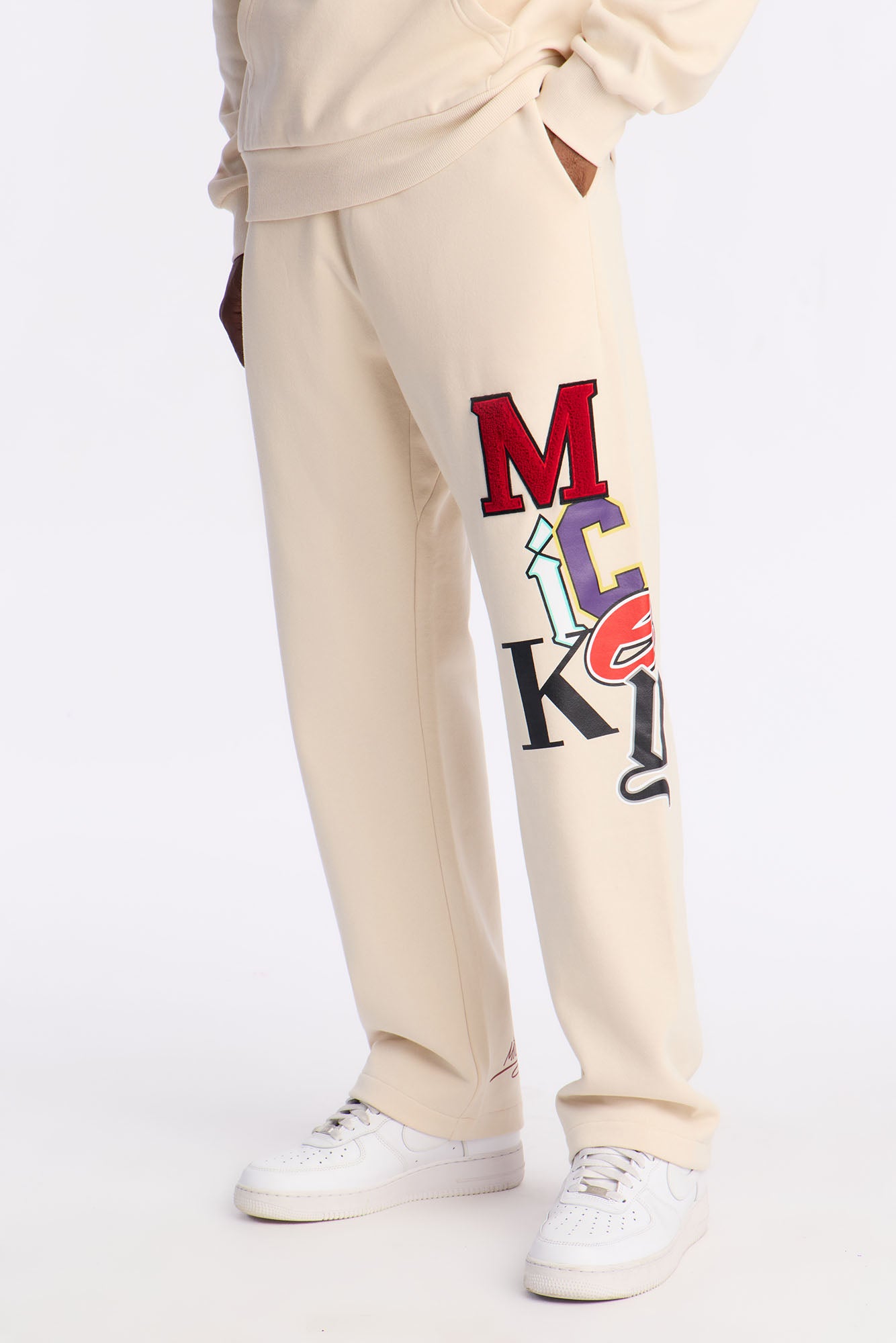 Disney Mickey Patch Wide Fit Sweatpants - Natural