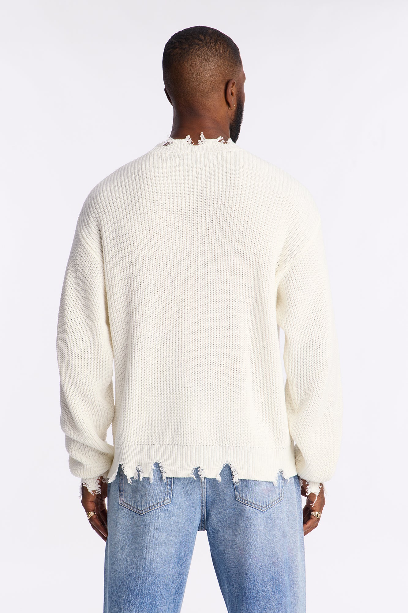 Always Good Times Distressed Sweater - Off White