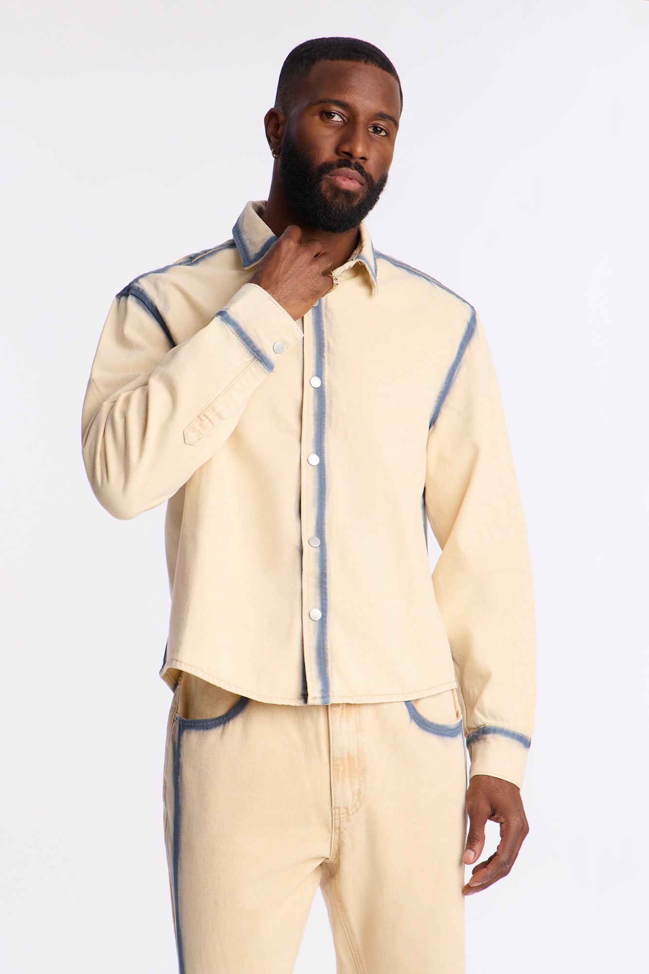 Highland Park Drift Button Up - Cream/combo