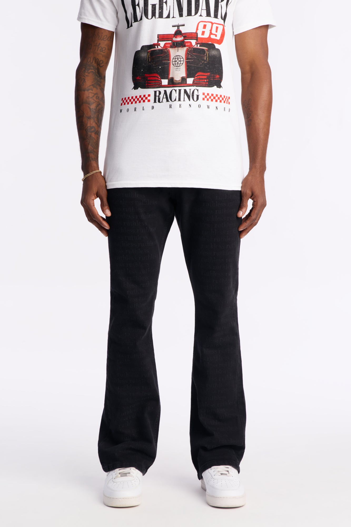 Stacked Skinny Flare Looking Closely Jean - Black