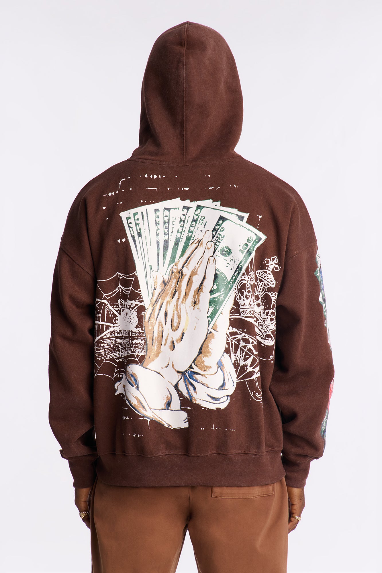 Stay Blessed Oversized Hoodie - Brown