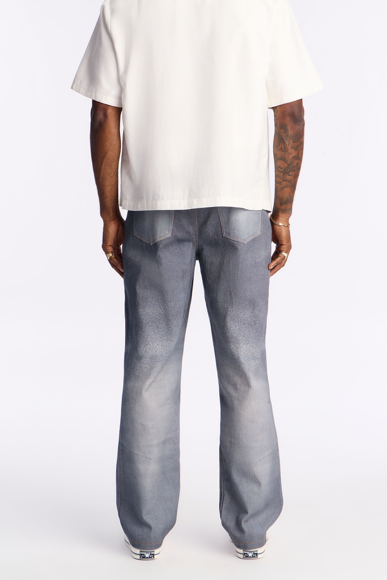 Straight Printed Python Jean - Medium Blue Wash