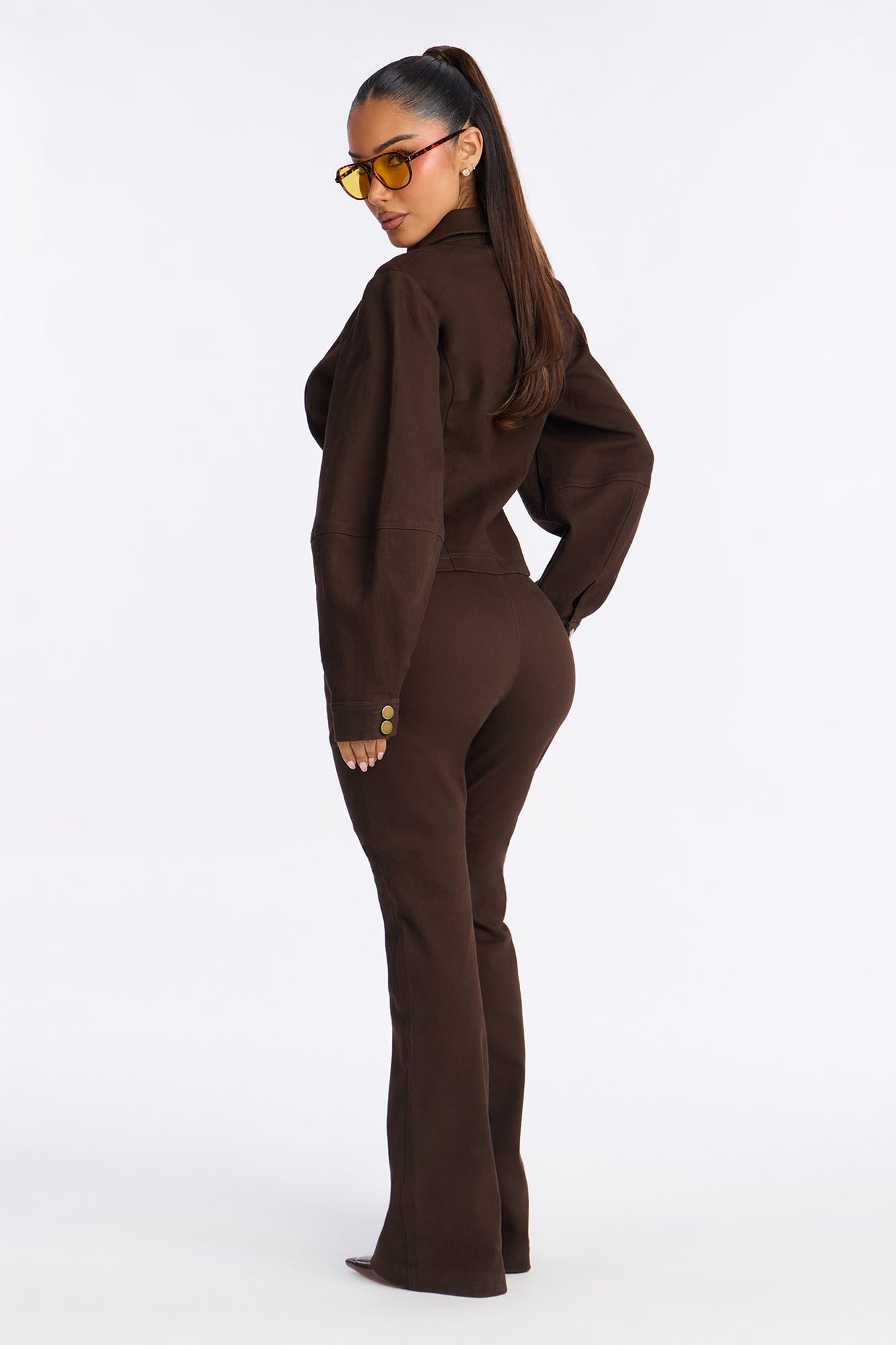 Marley Denim Pant Set - Brown