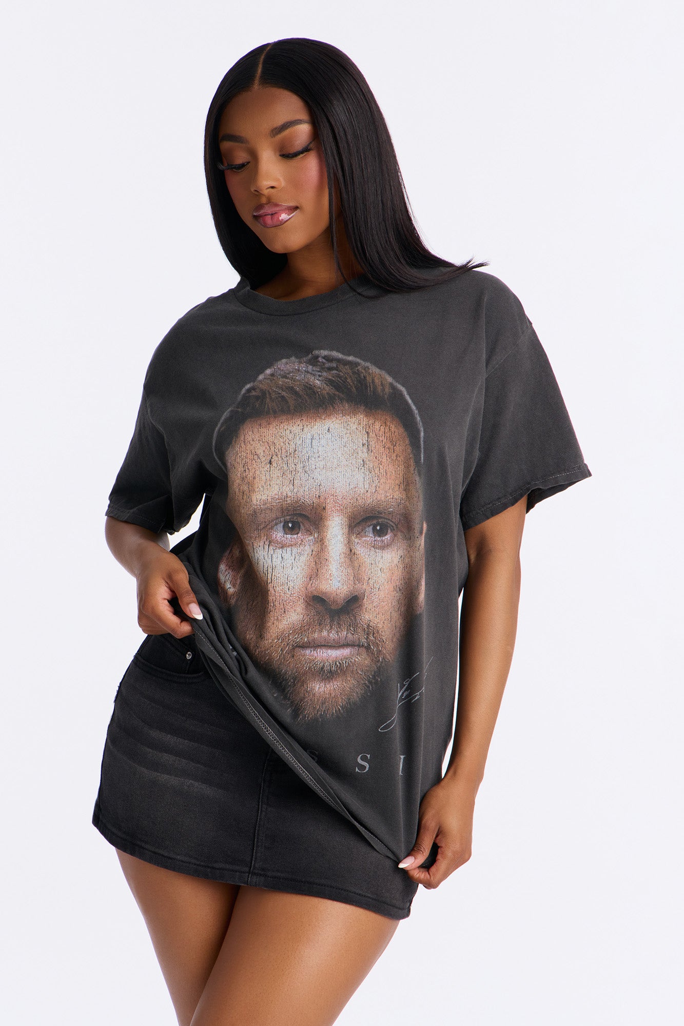 Messi GOAT Mode Washed Tee - Black Wash