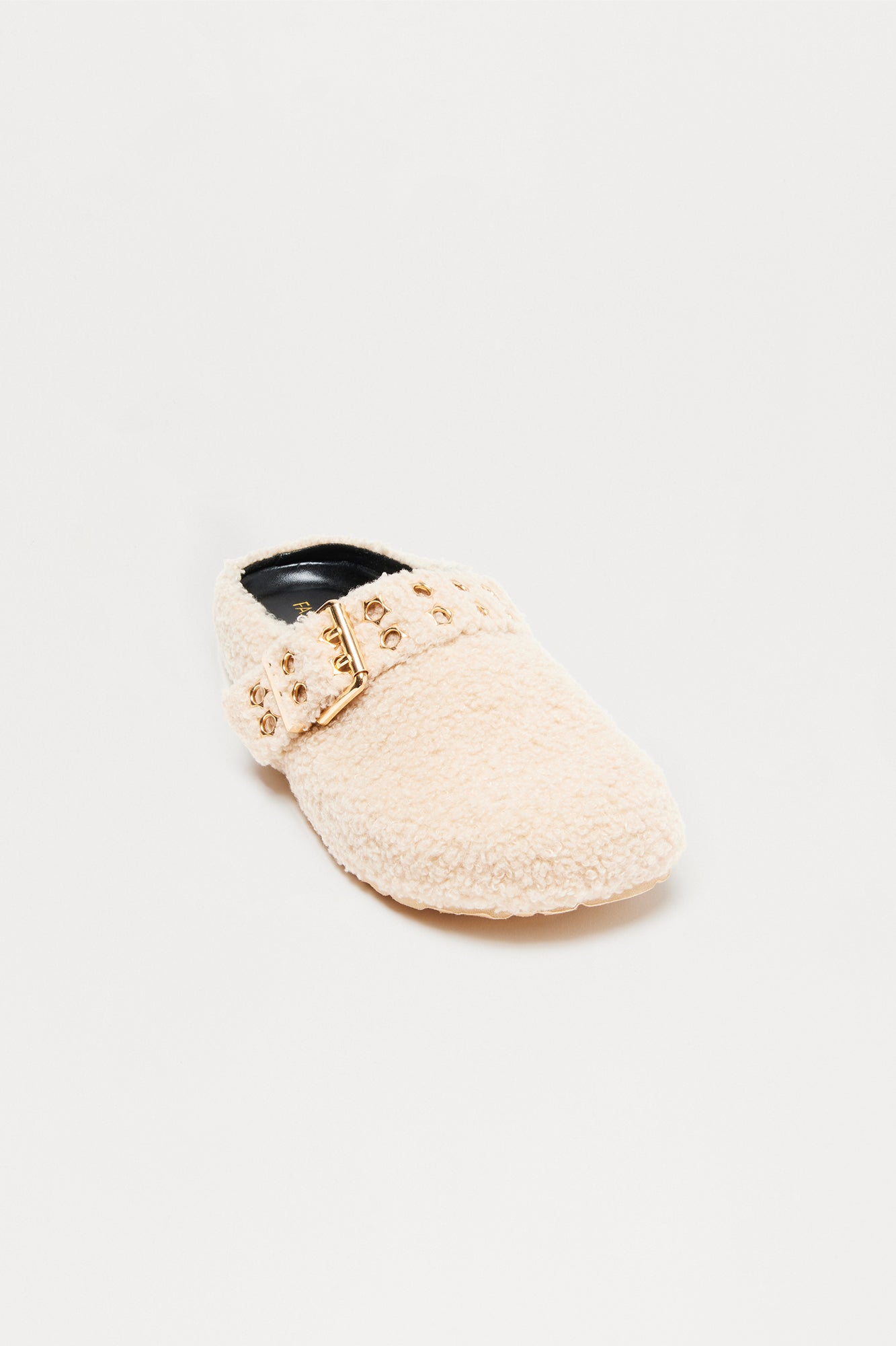 Collie Buckle Sherpa Flats - Taupe