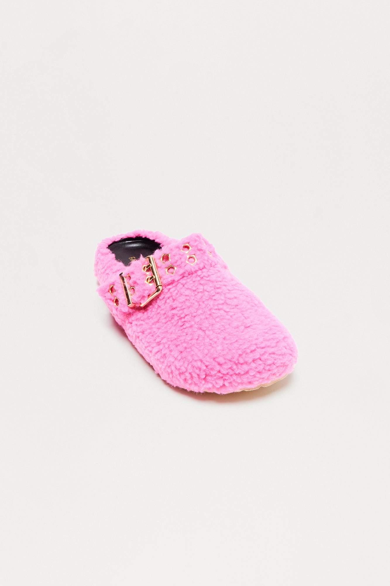 Collie Buckle Sherpa Flats - Pink