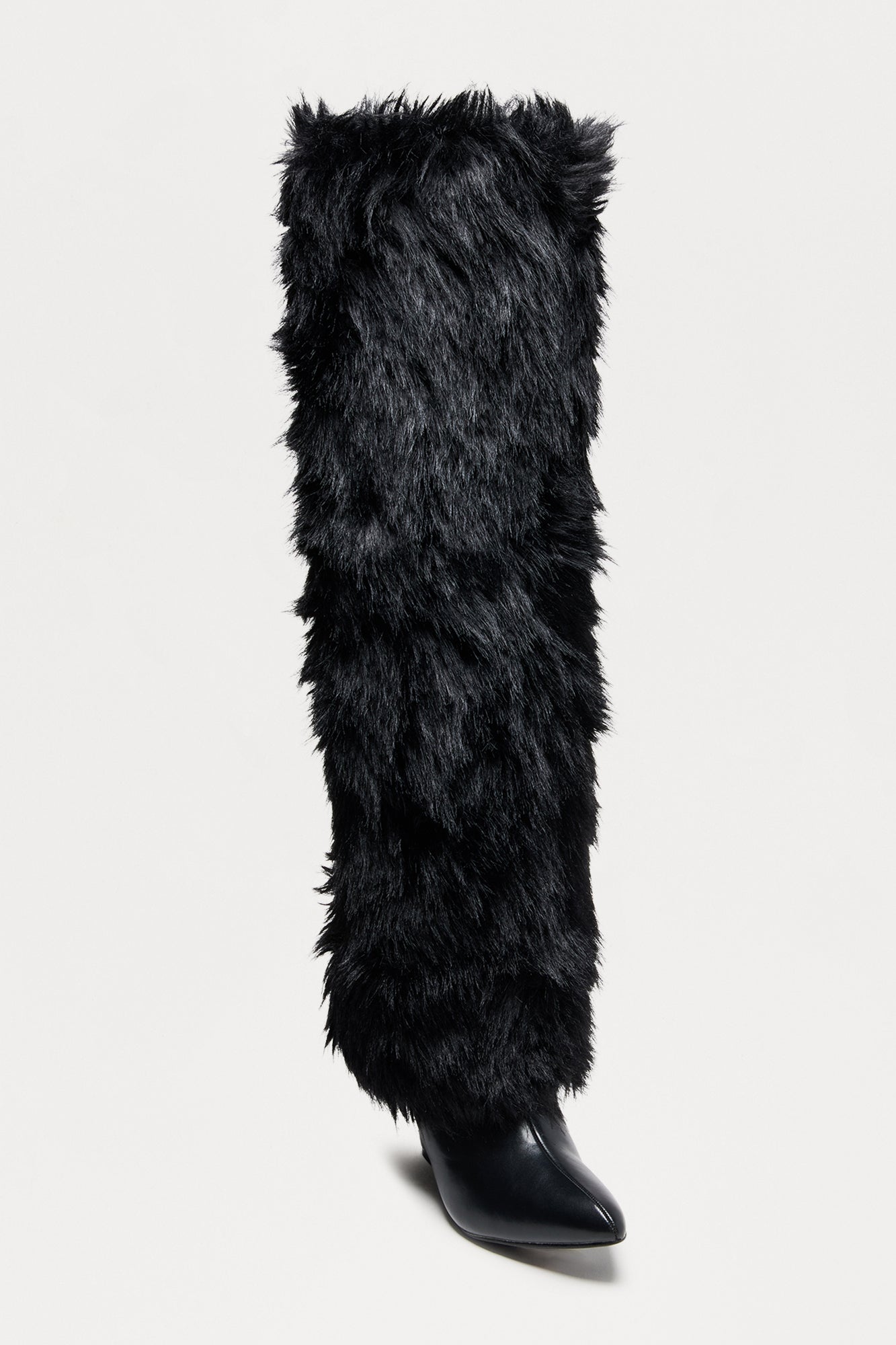 Cincinnati Faux Fur Thigh High Boots - Black