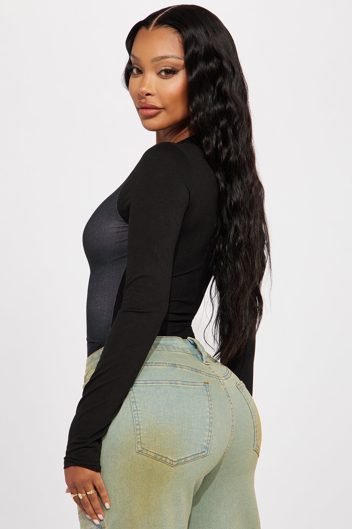 After Hours Long Sleeve Bodysuit - Black/combo