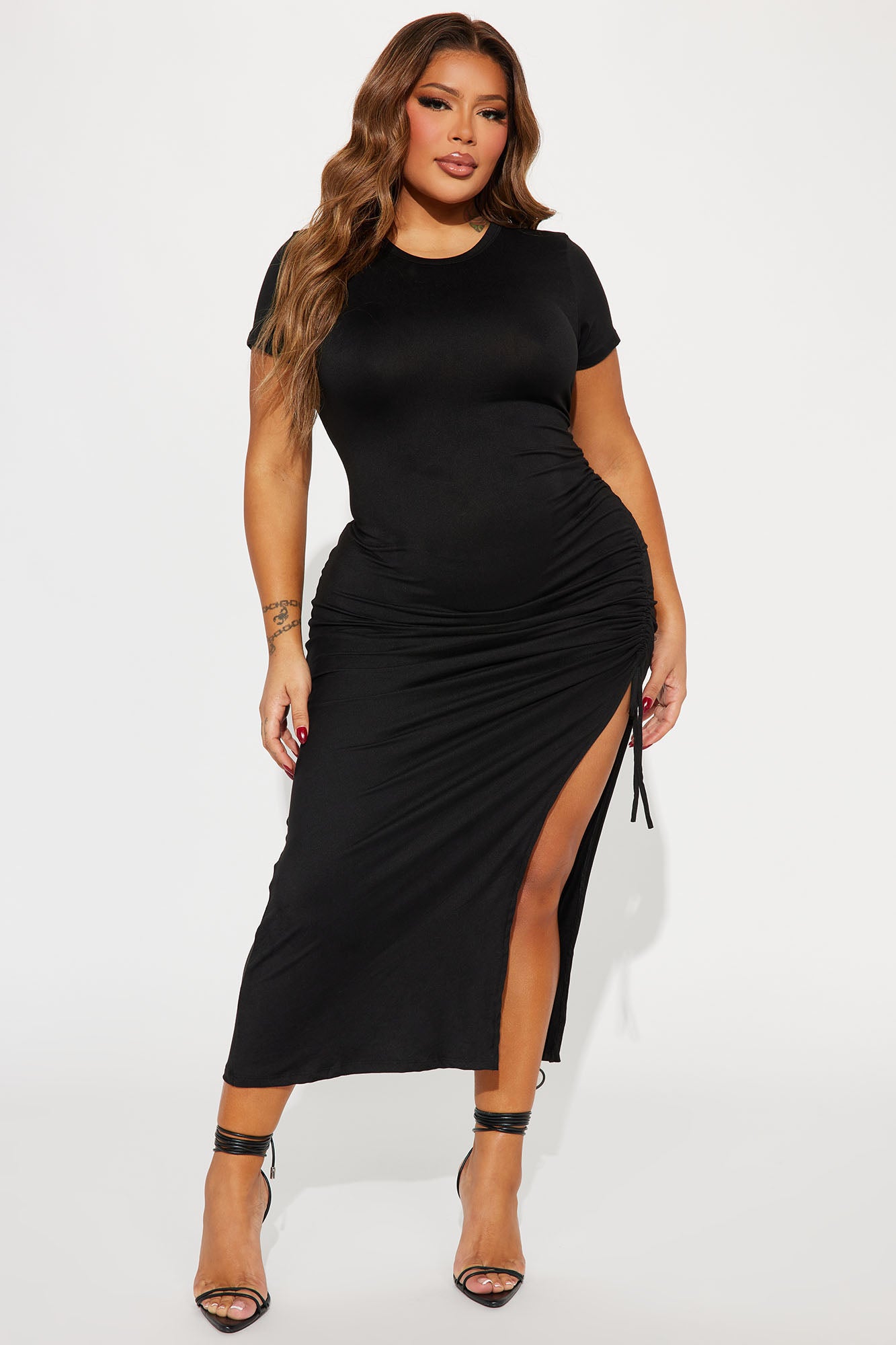 Dani Ruched Midi Dress - Black
