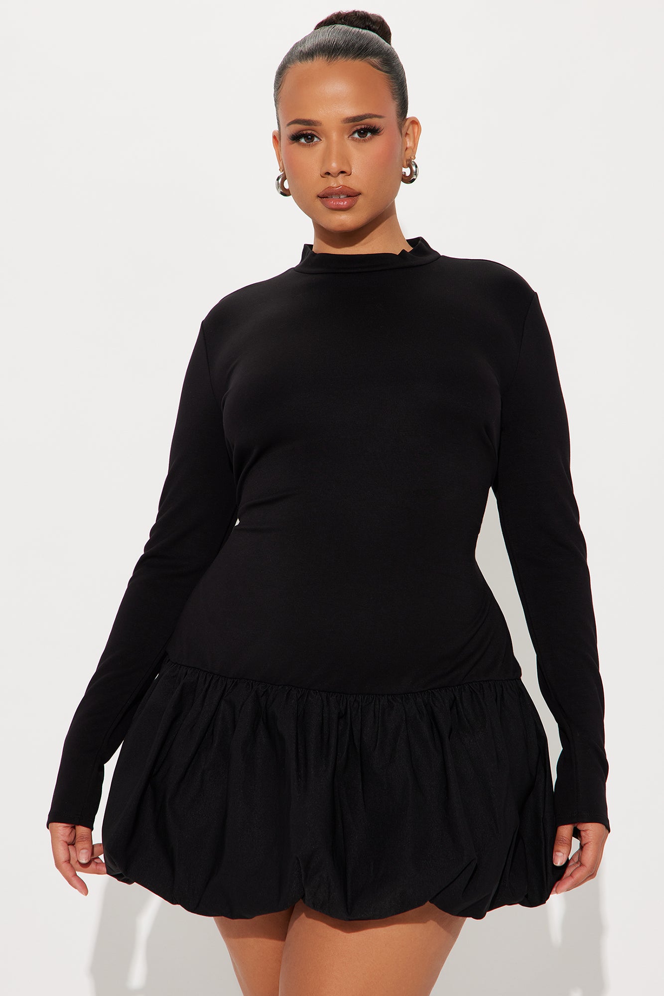 Maxy Long Sleeve Bubble Dress - Black