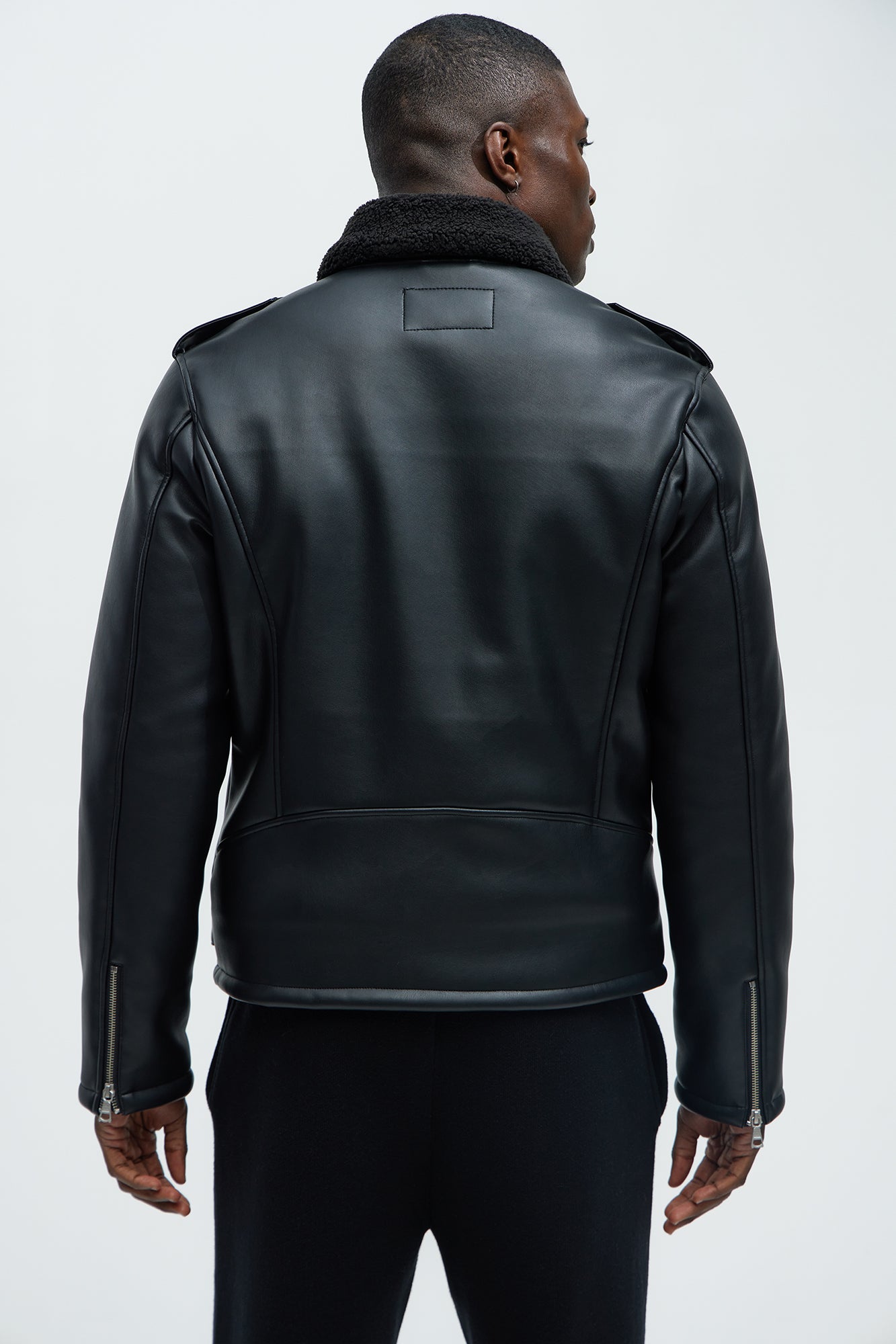 Knuckle Head Faux Leather Moto Jacket - Black