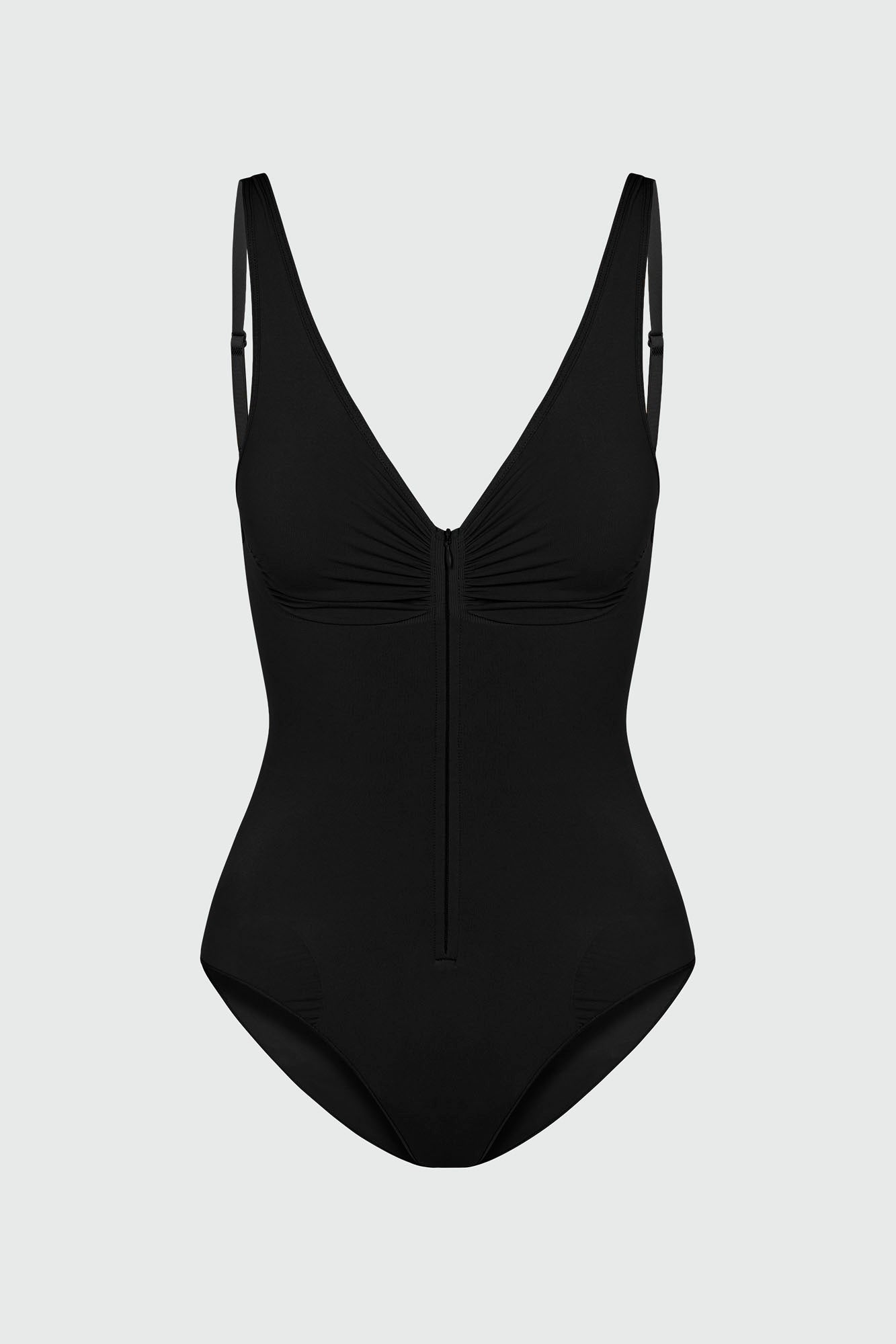 Nova Sculpt Seamless Strong Compression Zip Front Brief Bodysuit - Black