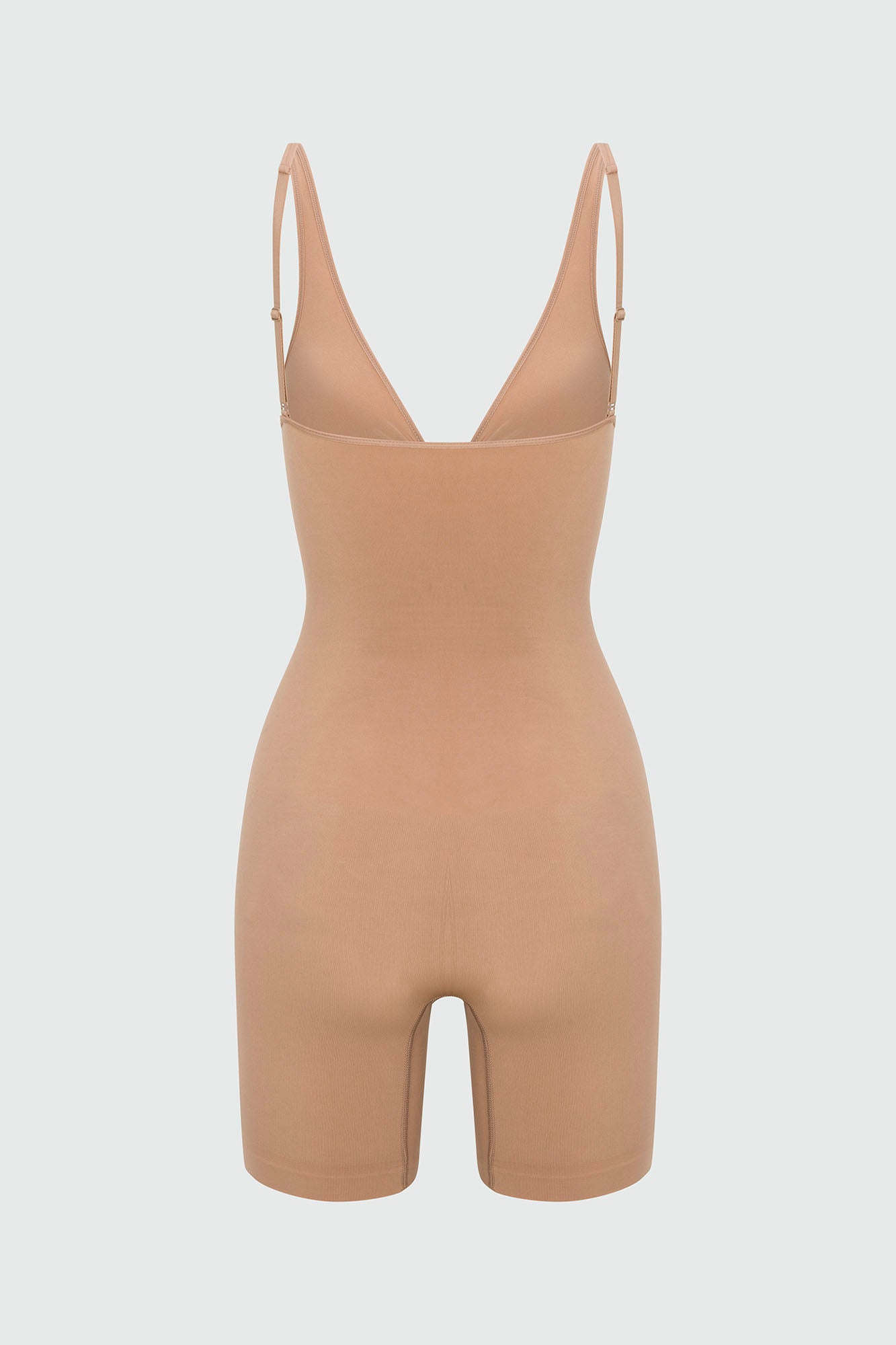 Nova Sculpt Seamless Strong Compression Zip Front Thigh Shaping Bodysuit - Nude