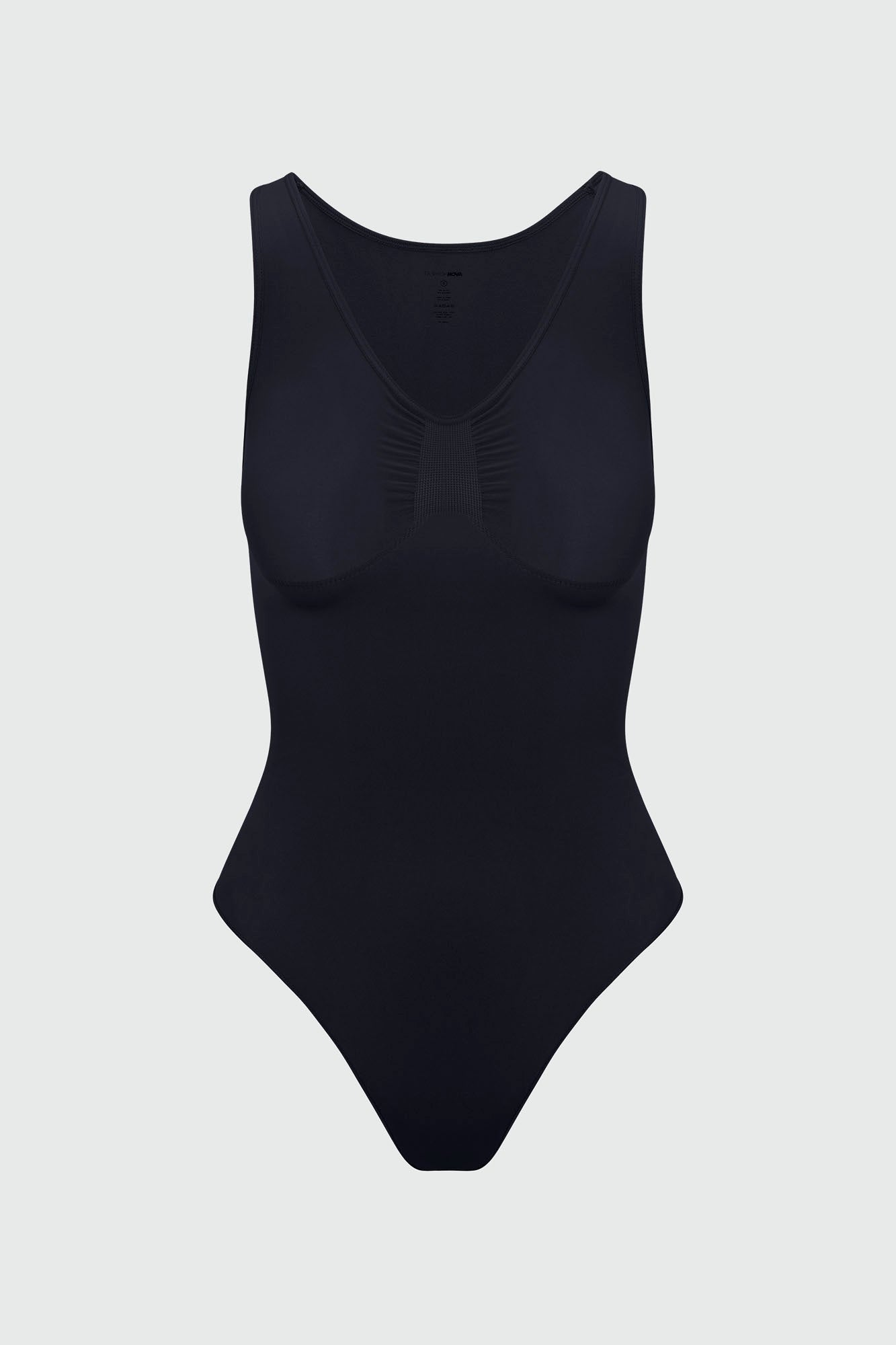 Nova Sculpt Seamless Strong Compression Scoop Neck Thong Bodysuit - Black