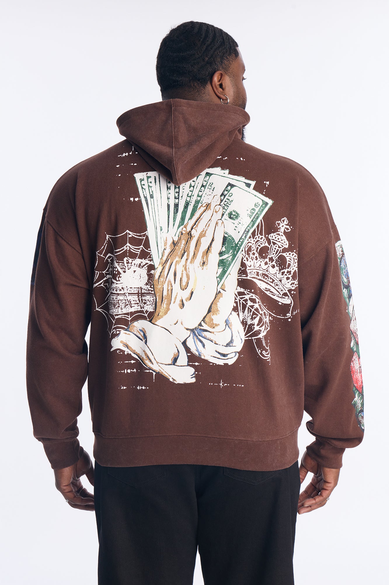 Stay Blessed Oversized Hoodie - Brown