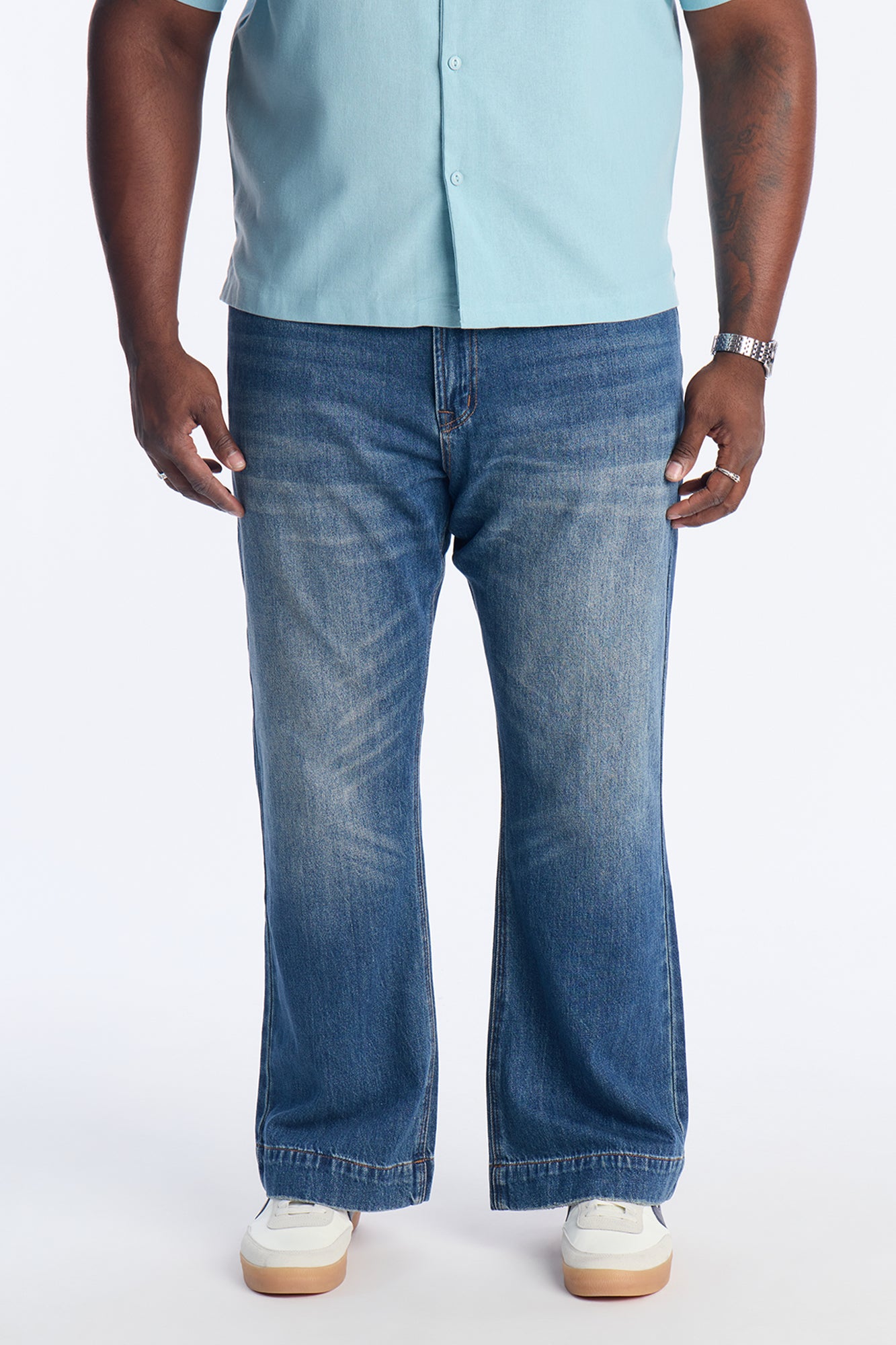 Straight Flare Leman Jean - Medium Blue Wash