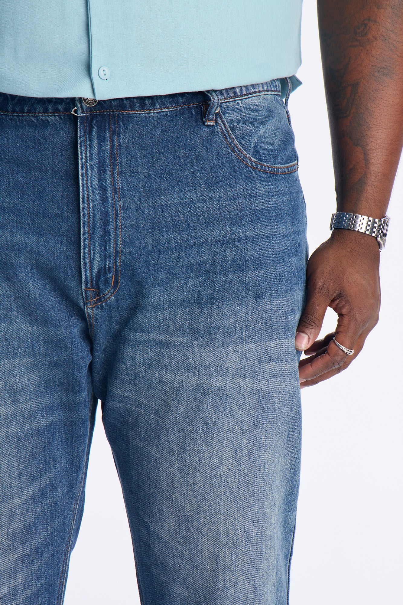 Straight Flare Leman Jean - Medium Blue Wash