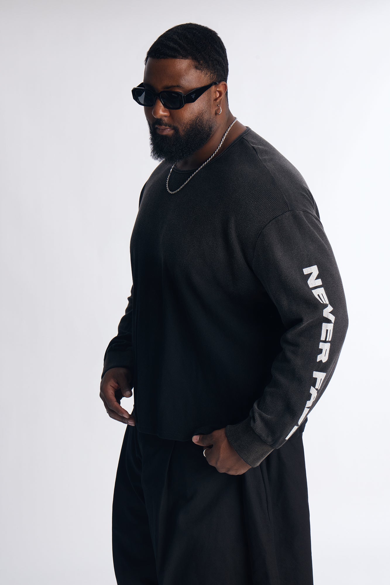 Never Fade Long Sleeve Crewneck - Black