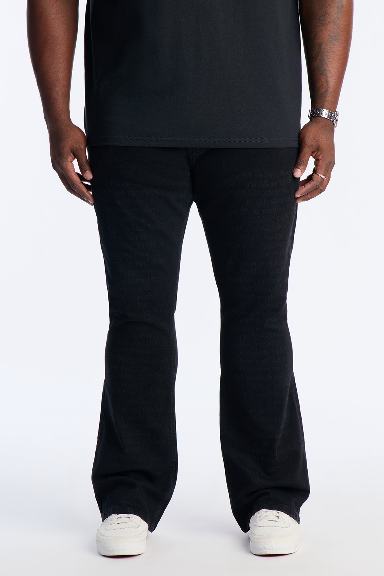Stacked Skinny Flare Looking Closely Jean - Black