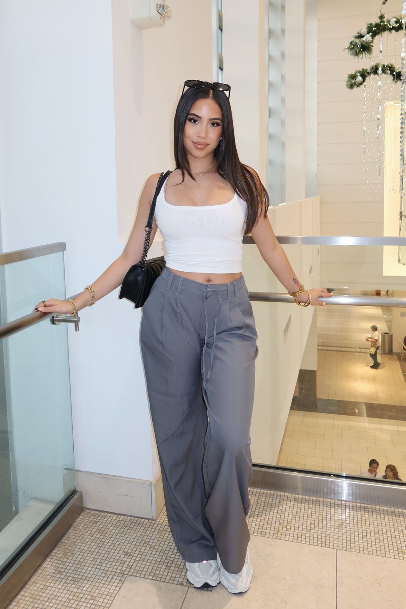 Cami Wide Leg Trouser Pant - Grey