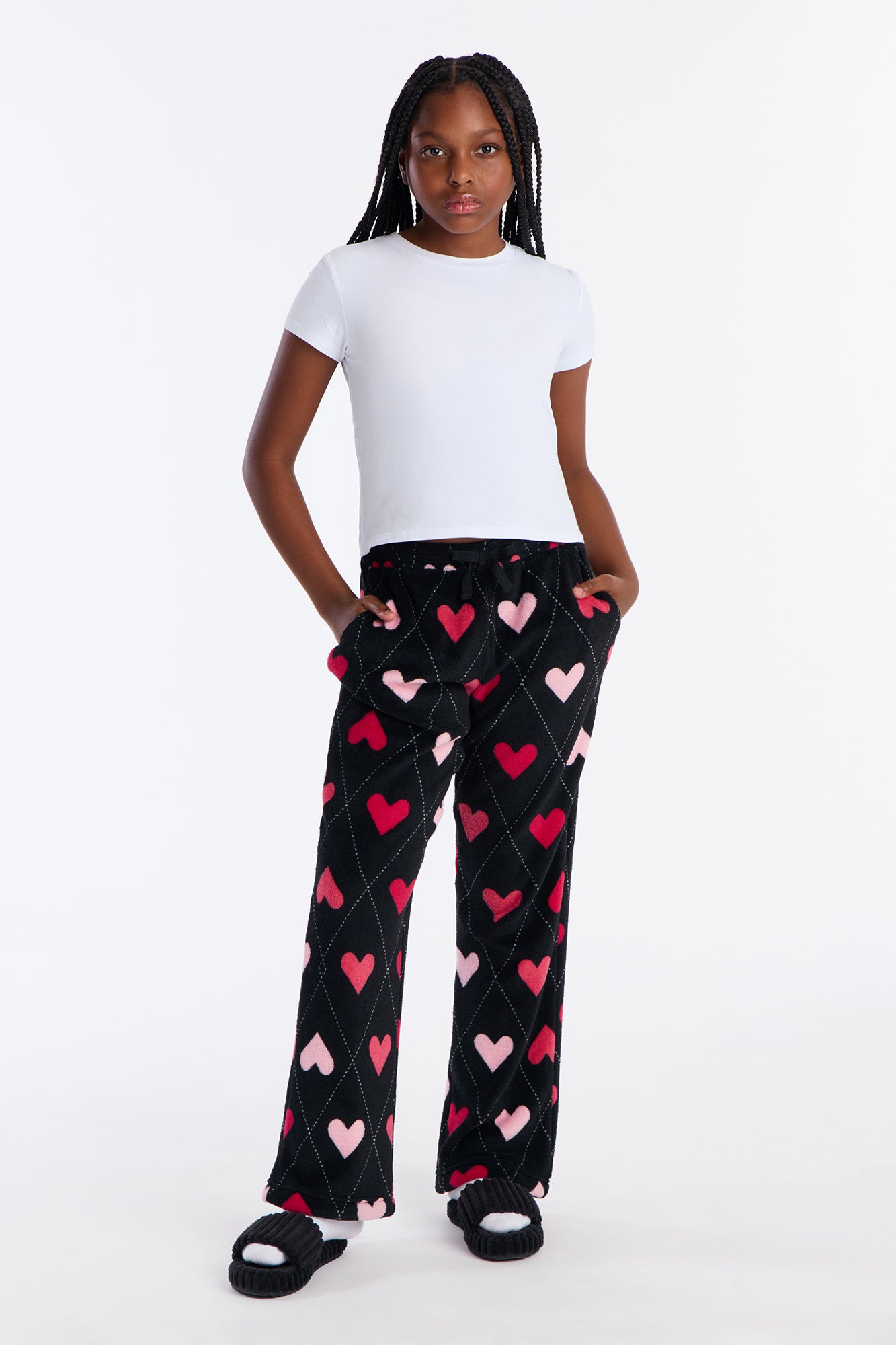 Mini Love Story Plush Pants - Black/Pink