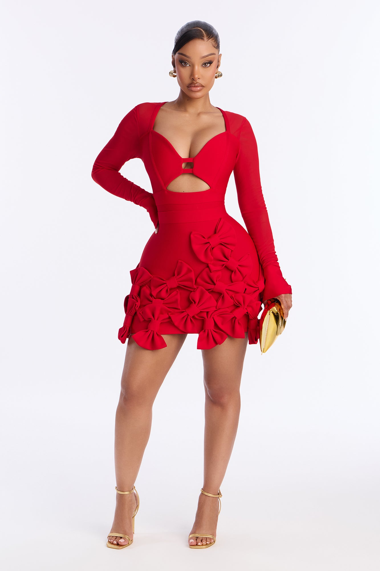 Literally Just A Girl Bow Bandage Micro Mini Dress - Red