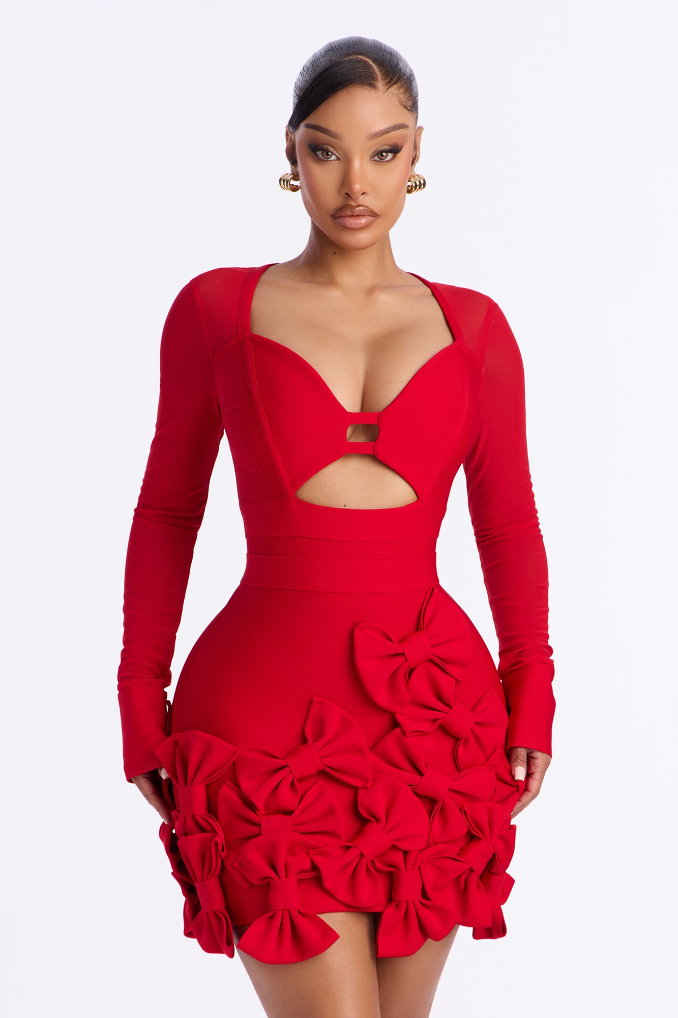 Literally Just A Girl Bow Bandage Micro Mini Dress - Red