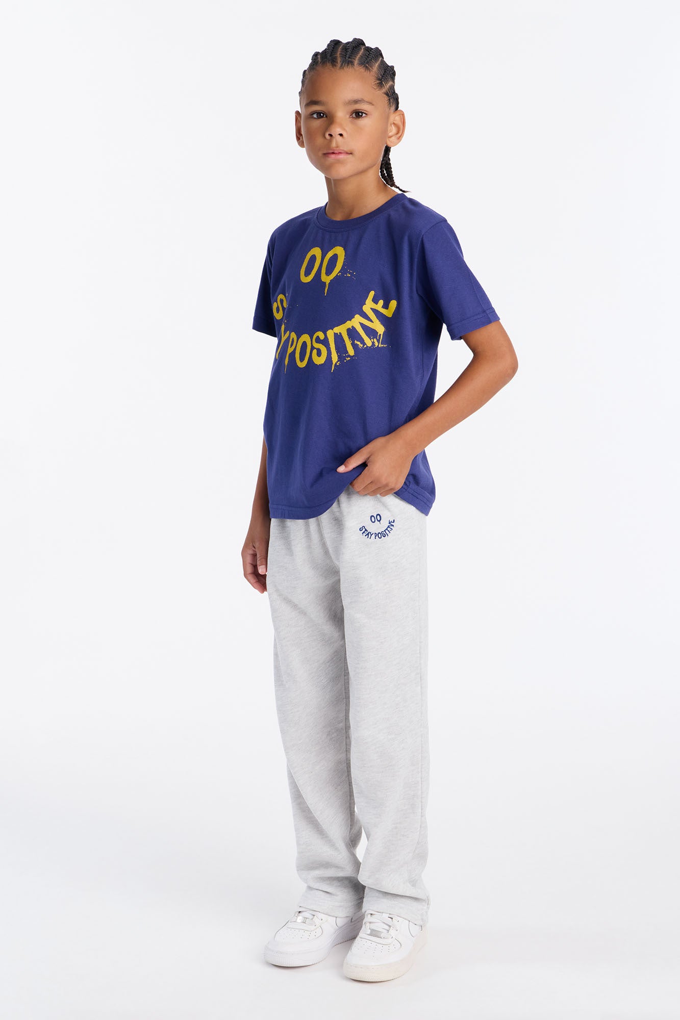 Mini Stay Positive Jogger Pant Set - Navy/combo