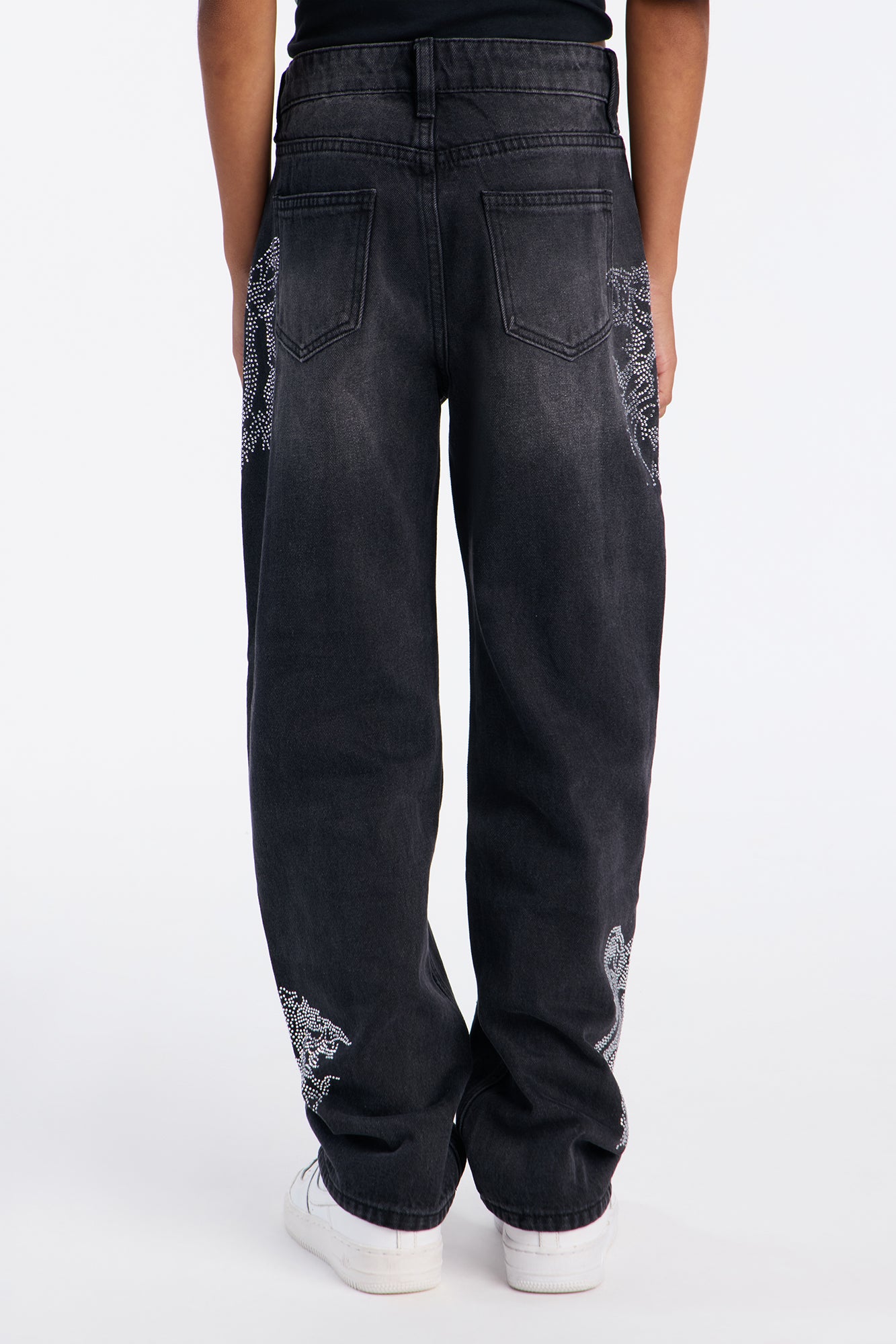 Mini Baggy Tiger Rhinestone Jean - Black Wash