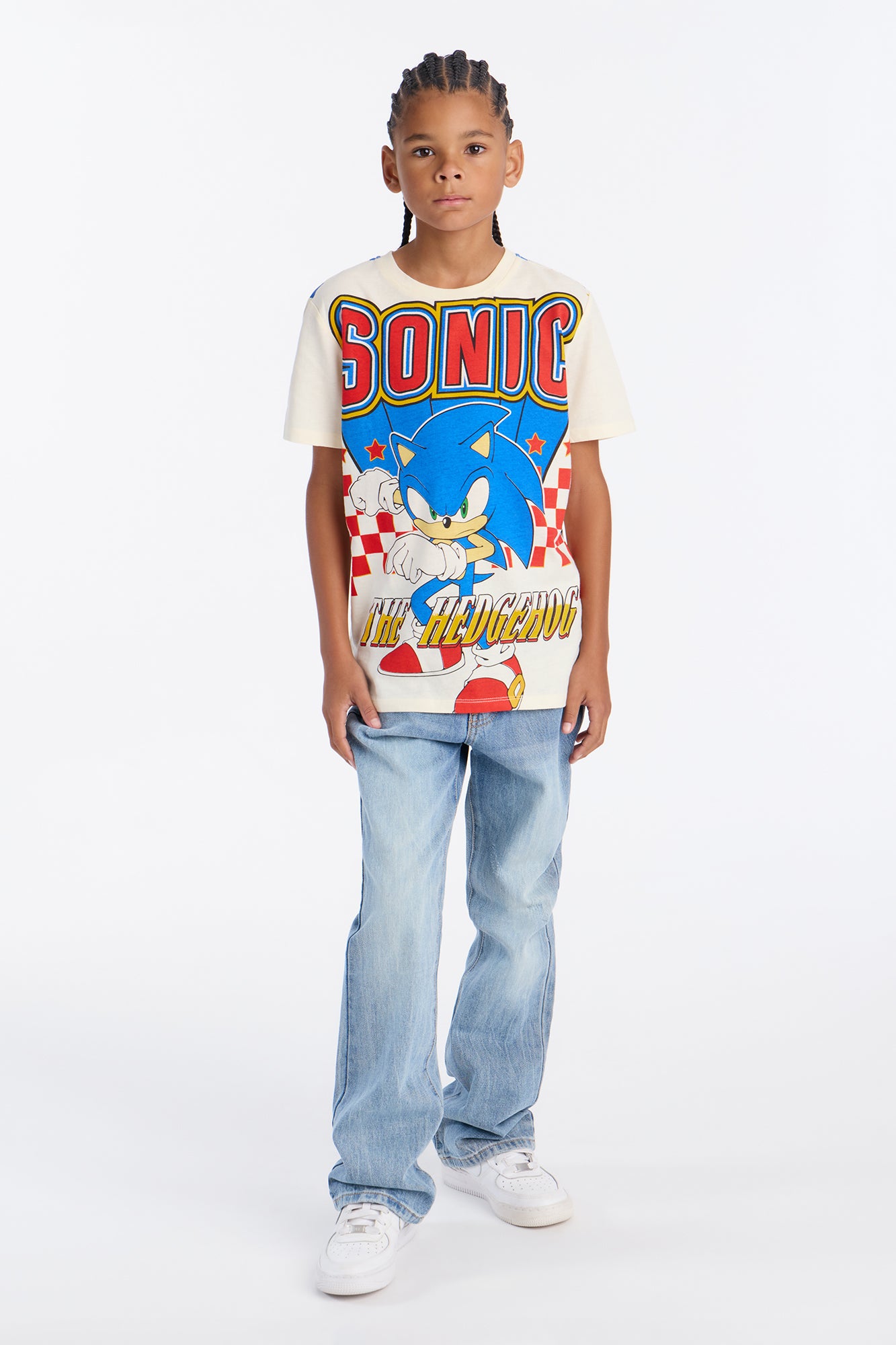 Mini Sonic Gotta Go Fast Oversized Front/Back Short Sleeve Tee - Ivory