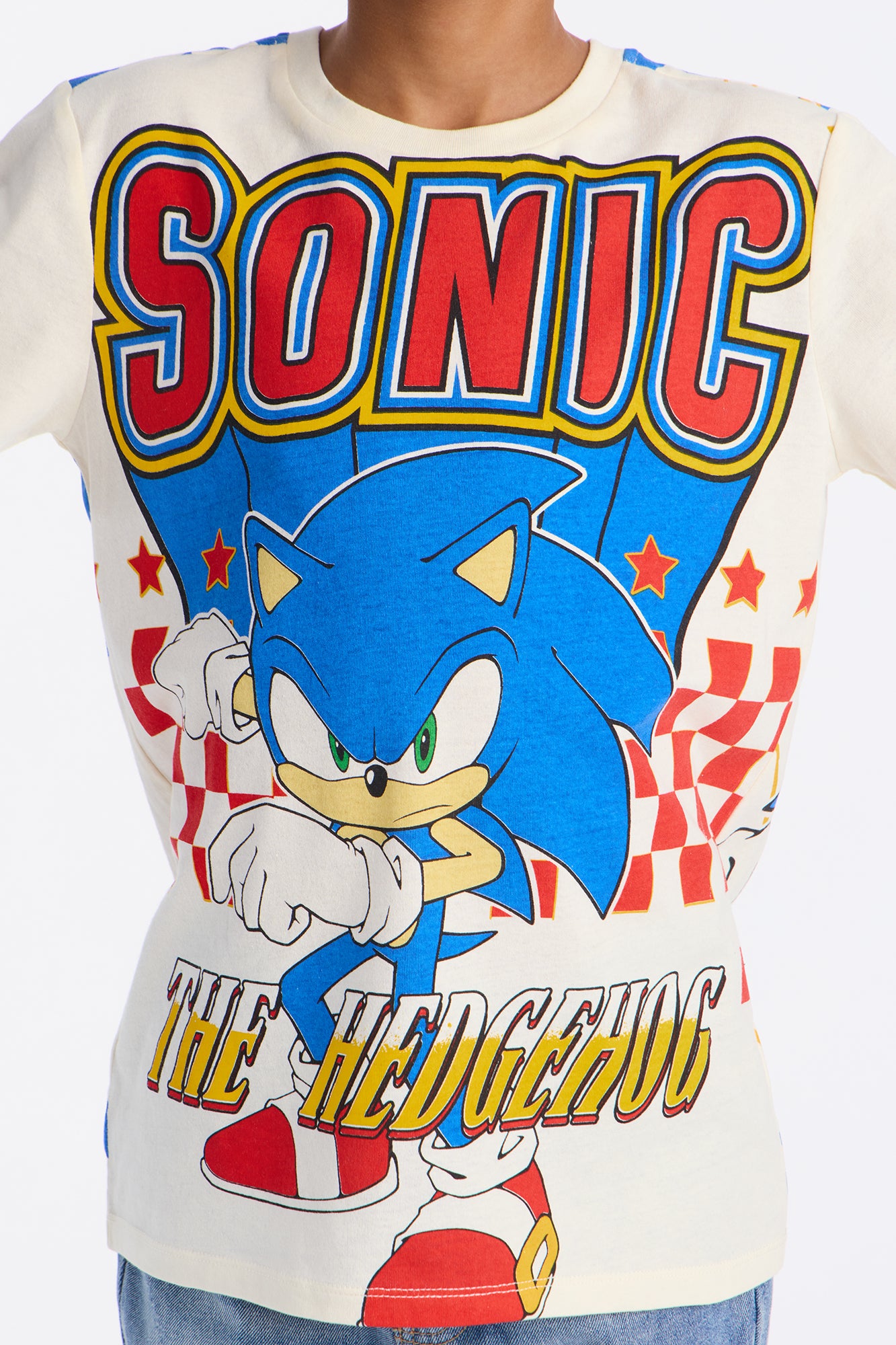 Mini Sonic Gotta Go Fast Oversized Front/Back Short Sleeve Tee - Ivory