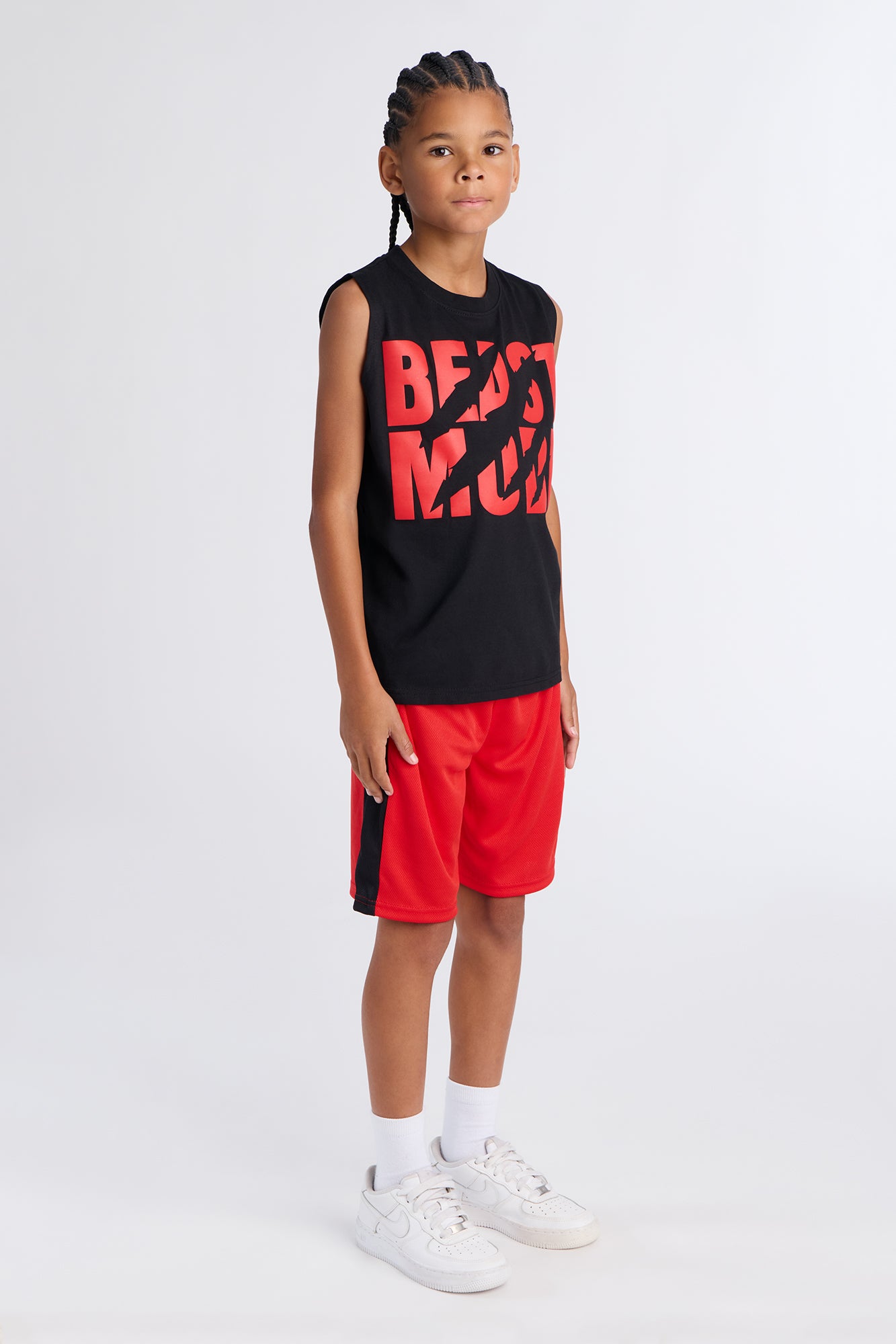 Mini Beast Mode Mesh Short Set - Black/Red