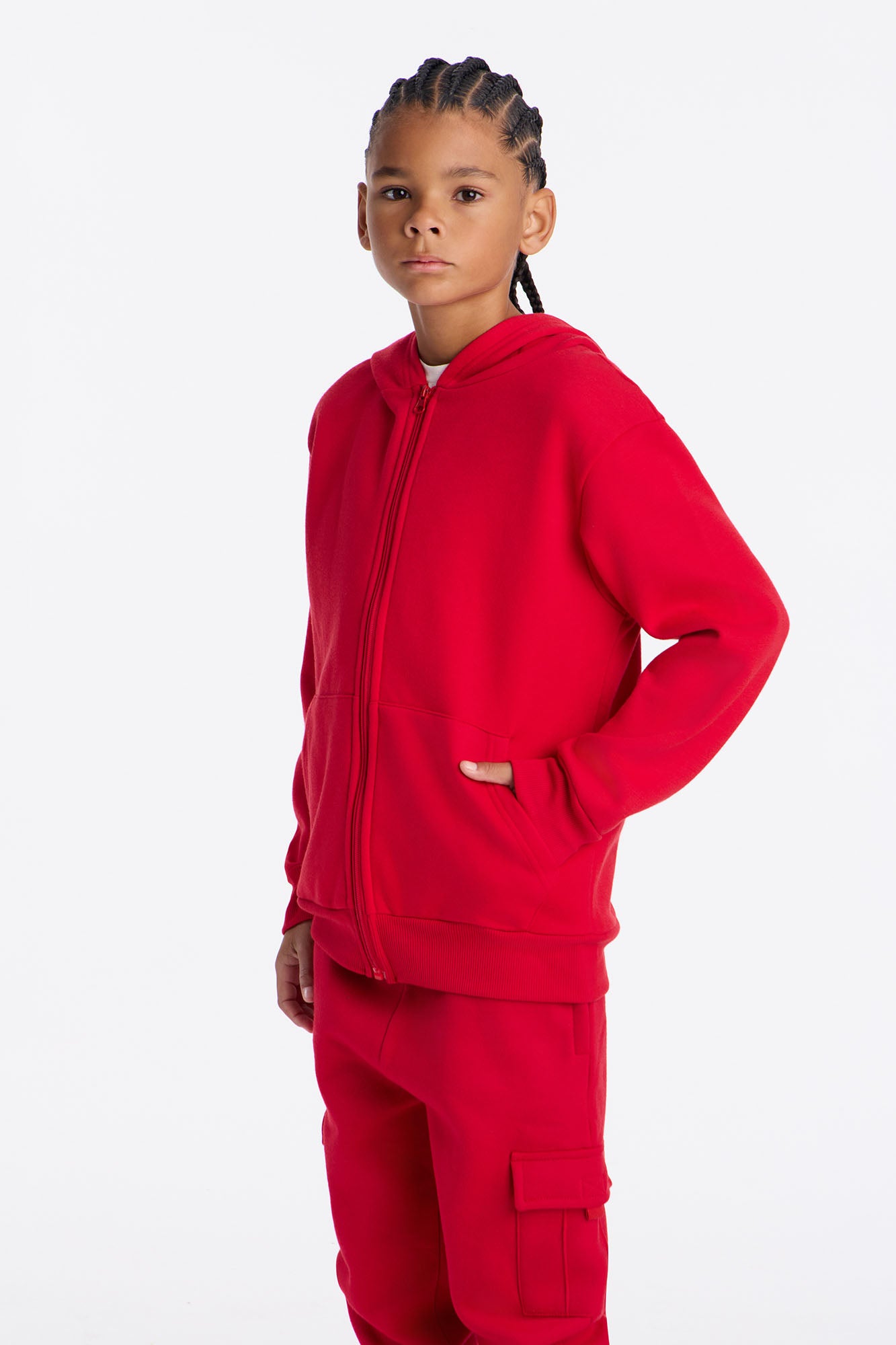 Mini Confidence Is Key Fleece Zip Hoodie - Red