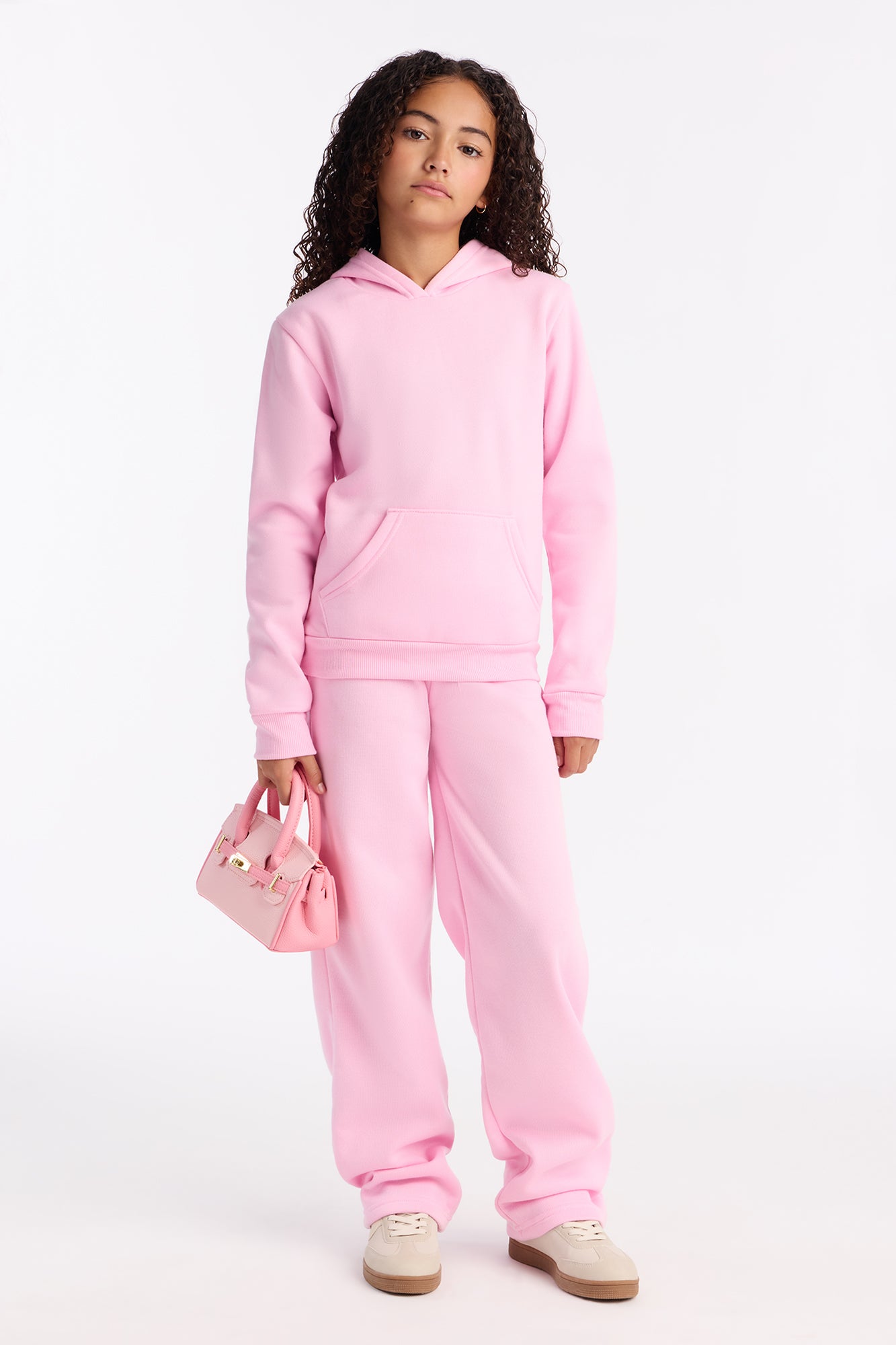 Mini Figure It Out Fleece Pant Set - Pink