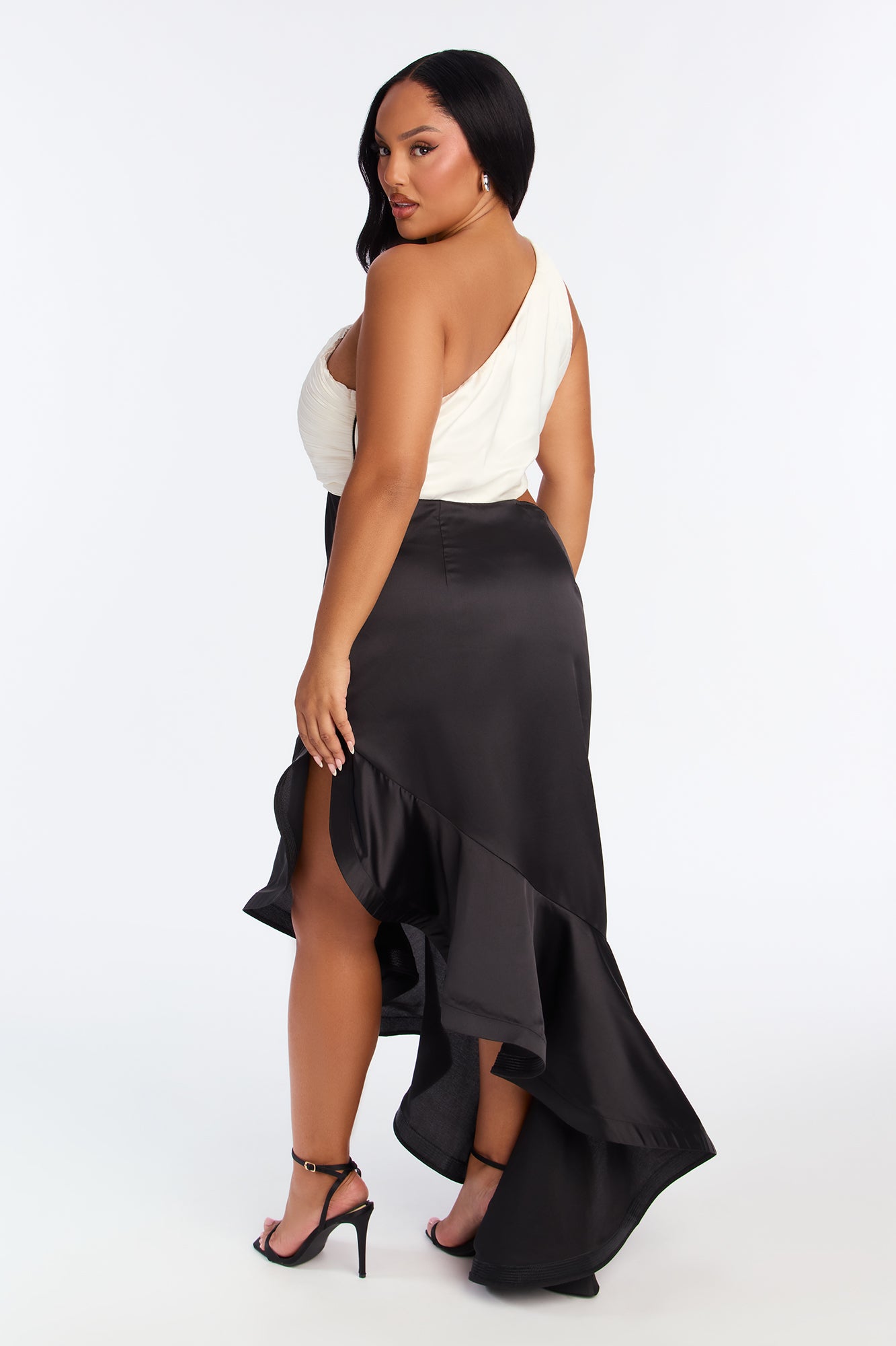 Always And Forever Satin Gown - Black/White