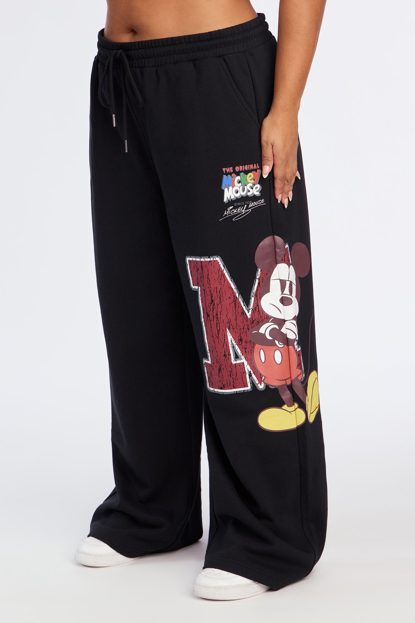 Mickey Mouse Fleece Wide Leg Pant - Black