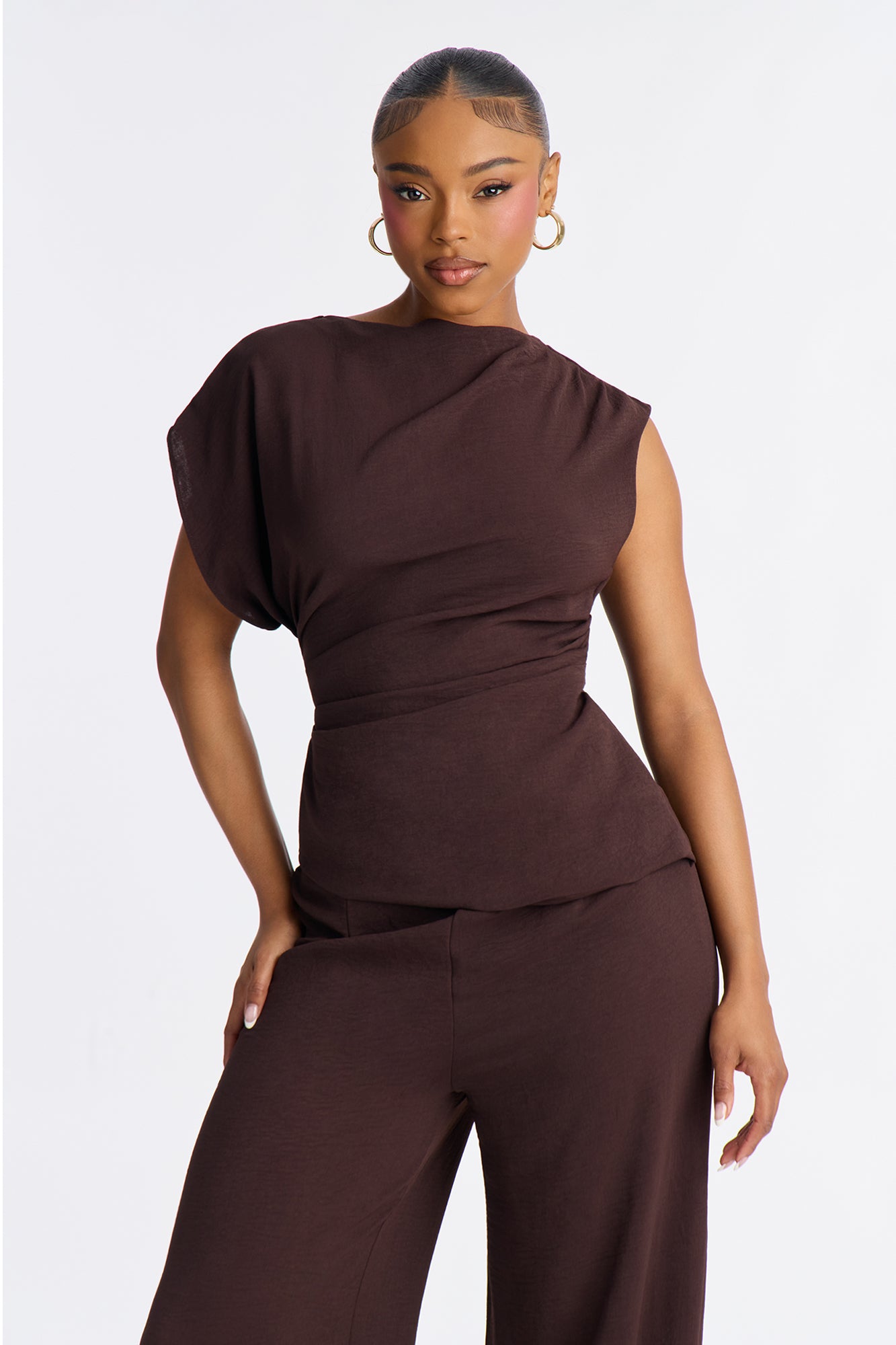 Best Influence High Neck Jumpsuit - Chocolate