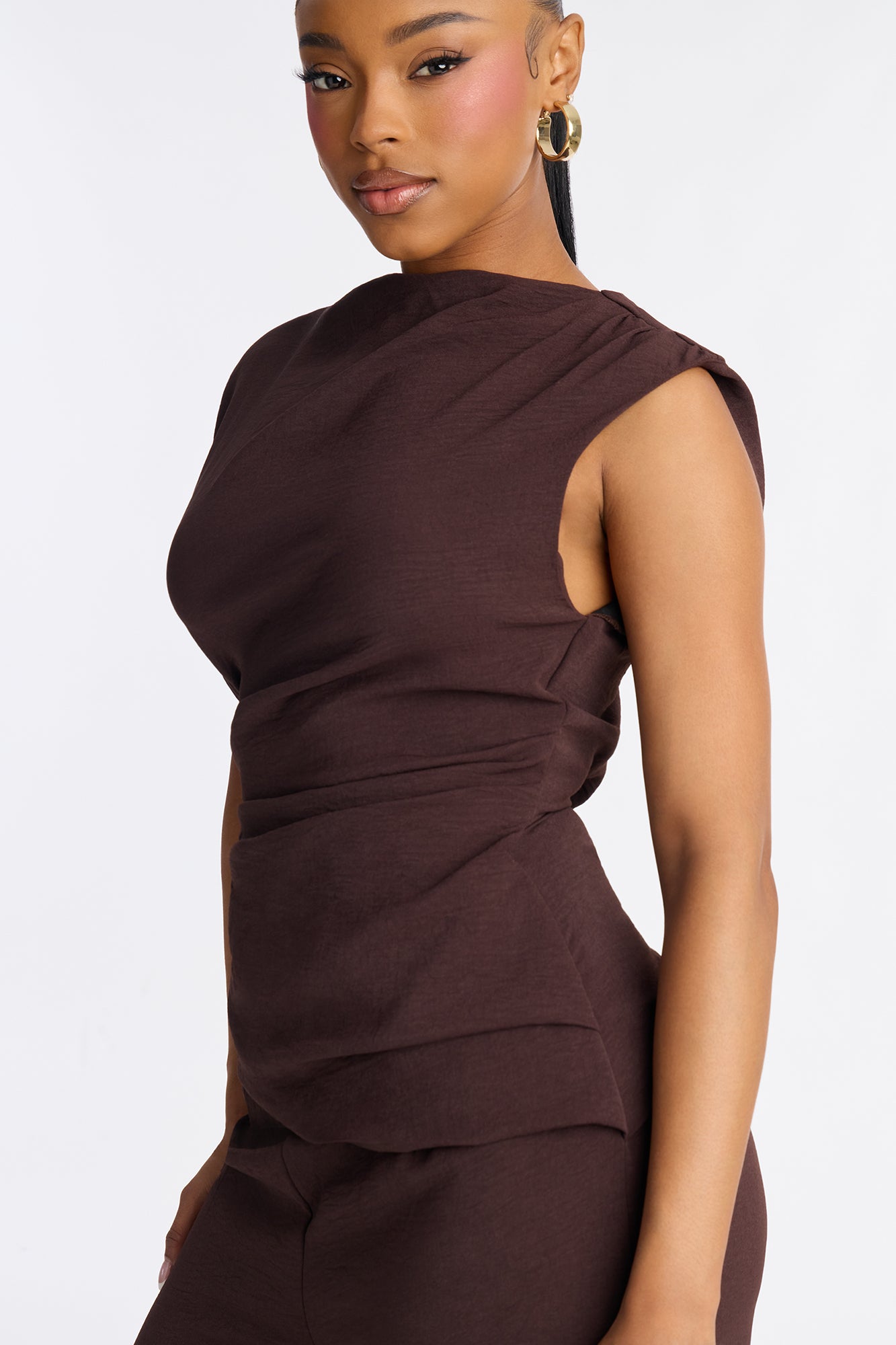 Best Influence High Neck Jumpsuit - Chocolate