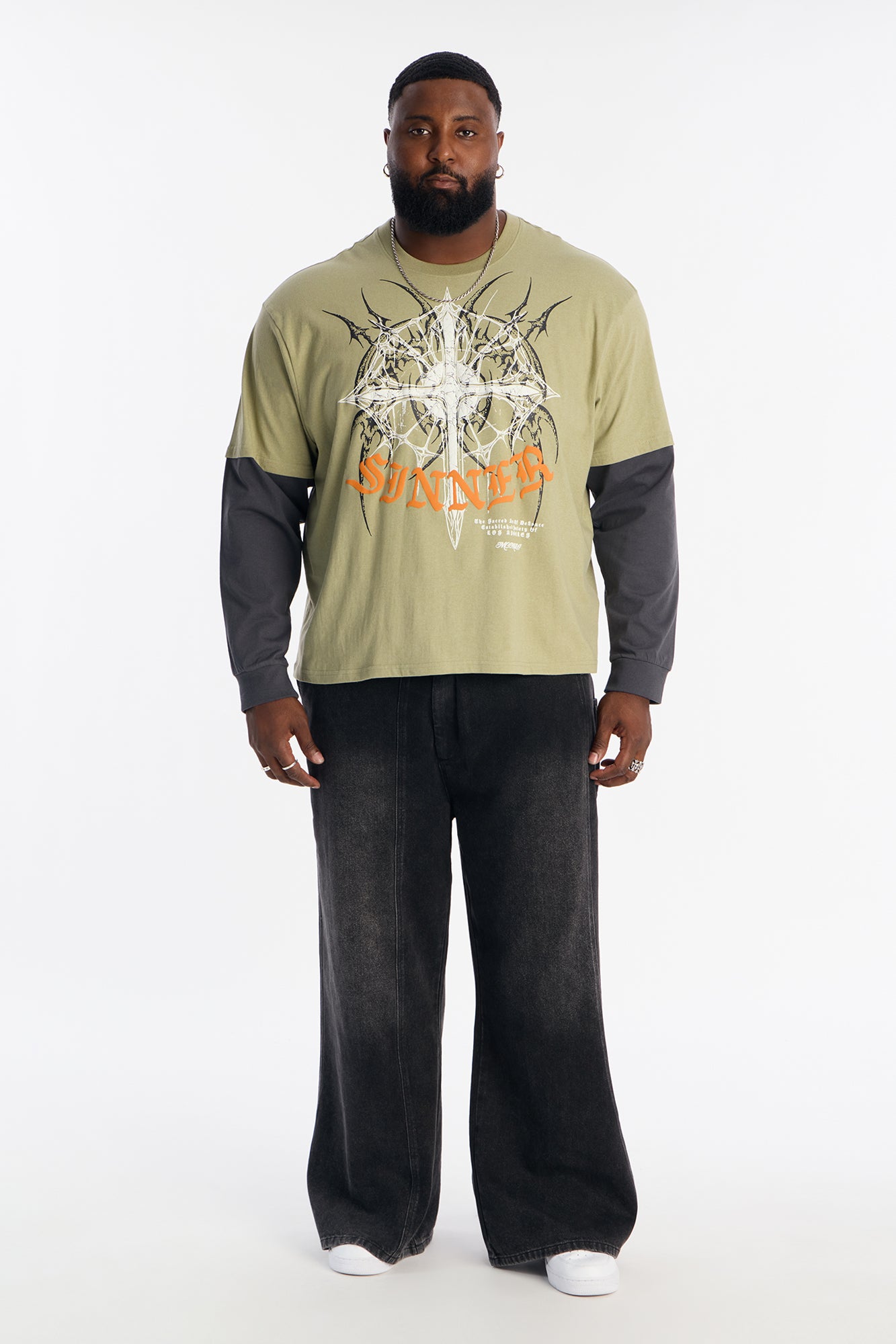 Once A Sinner 2fer Long Sleeve Tee - Green