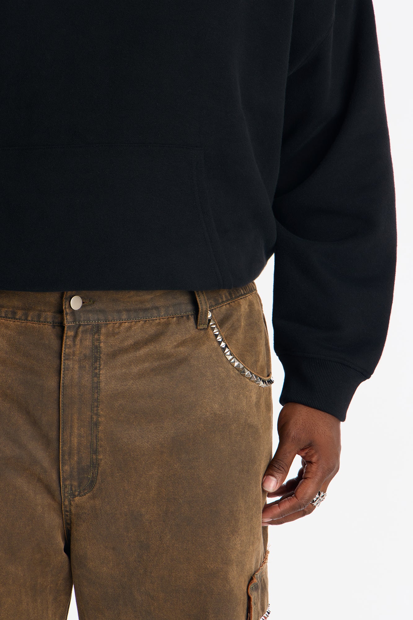 Straight Riot Studded Pant - Brown