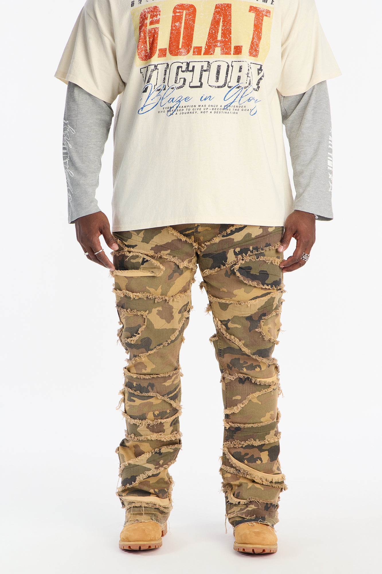 Stacked Skinny Flare In It Camo Pants - Camouflage